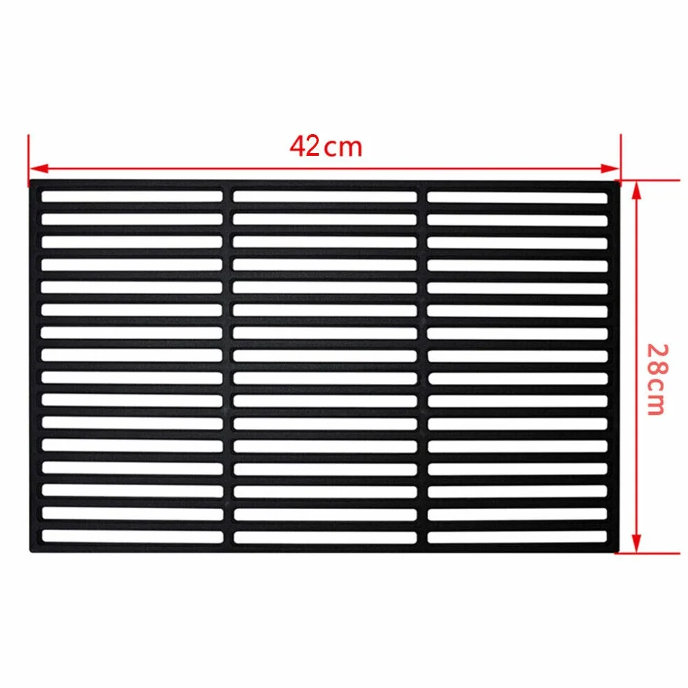 Herrselsam Żeliwny ruszt do grillowania, 42 x 28 cm, emaliowany ruszt żeliwny, prostokątny ruszt żeliwny, emaliowany ruszt do grilla, akcesoria do BBQ, grilla gazowego, grilla na węgiel drzewny i