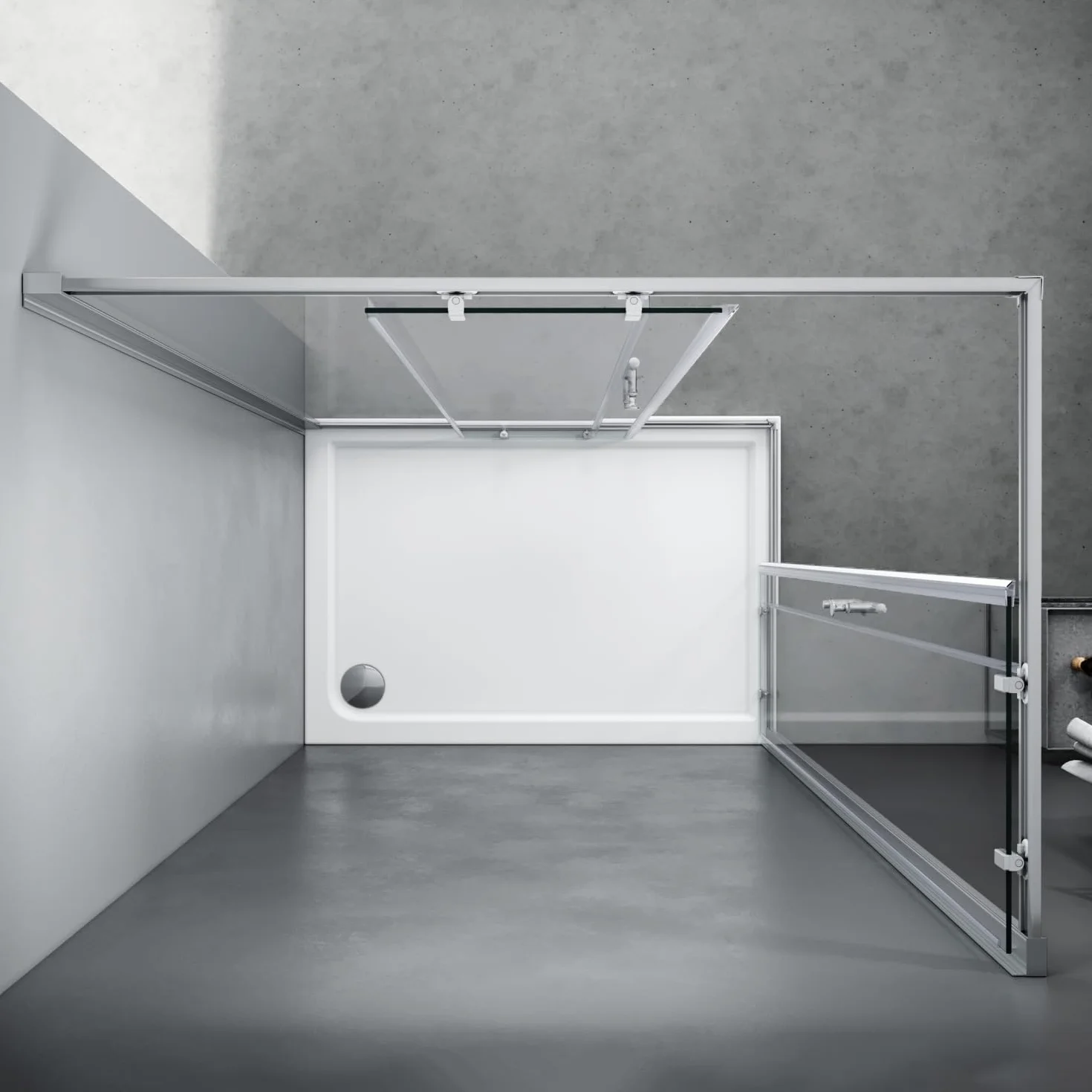 SONNI Narożna kabina prysznicowa 120 x 80 x 185 cm, podwójne drzwi przesuwne ze szkła ESG | Duże wejście ze stabilnym systemem przesuwnym, uchwytem H ze stali nierdzewnej i trwałymi komponentami do codziennego użytku.