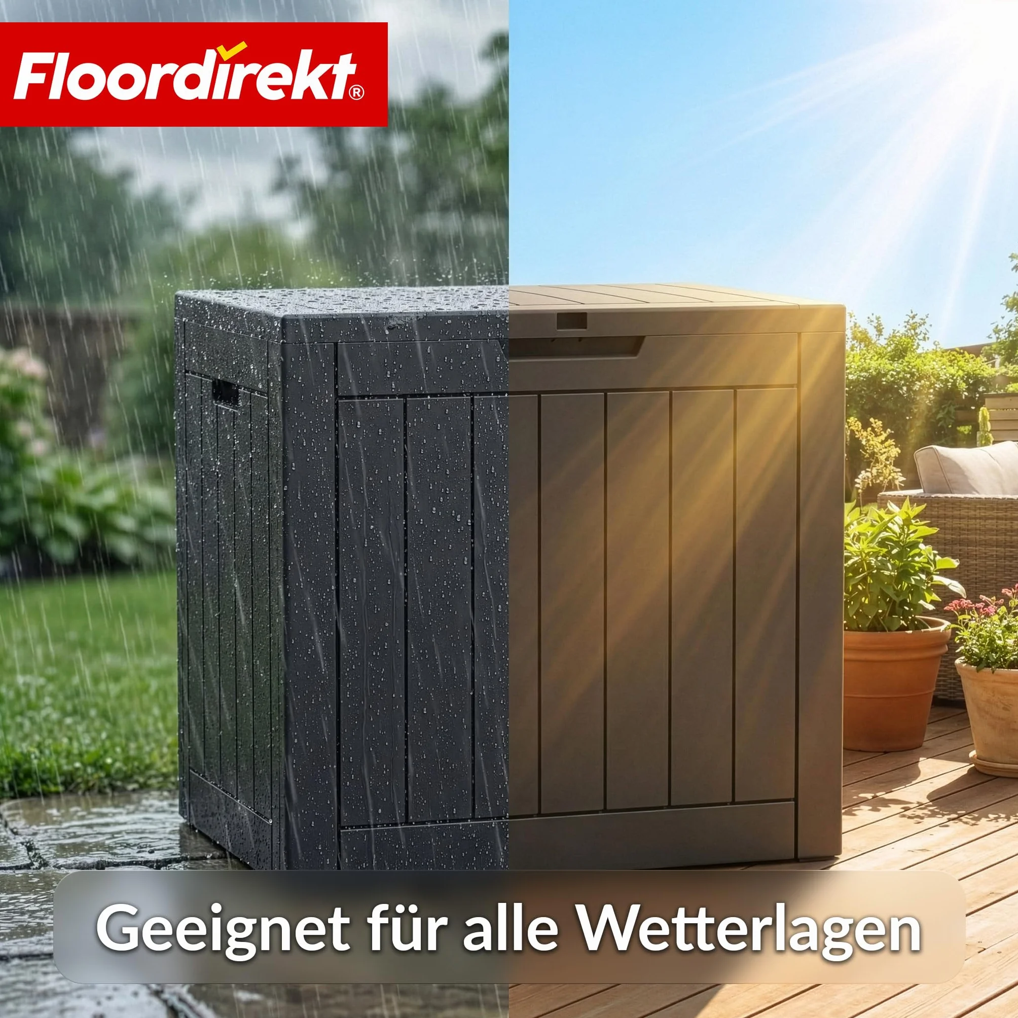 Floordirekt Pudełko do przechowywania, antracytowe, odporne na warunki atmosferyczne, na taras i balkon, 118 l, skrzynia ogrodowa, 56 x 43 x 53 cm (118 l)