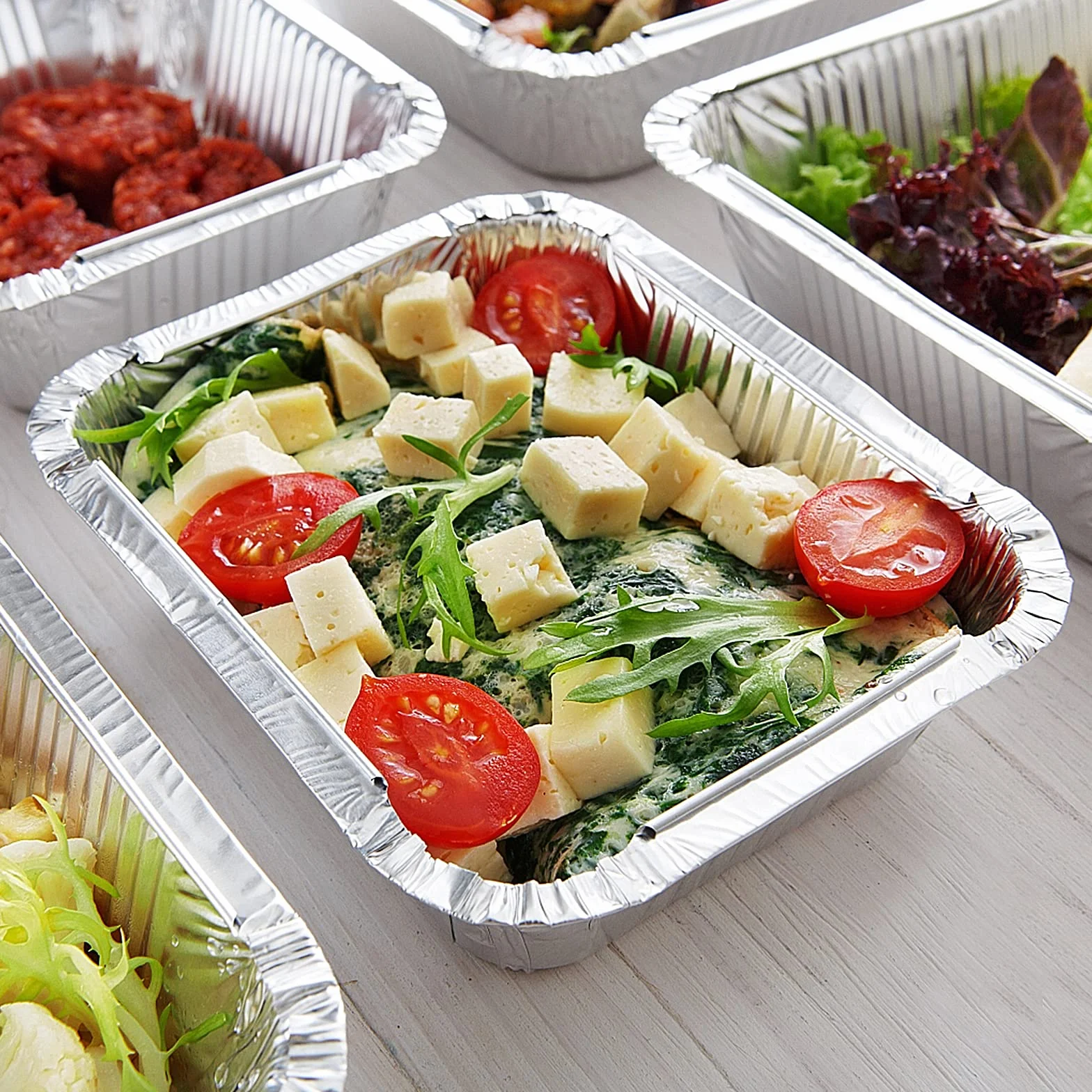 Aluminiowe tacki do grilla 50 sztuk 1000 ml 229 x 169 x 50 mm