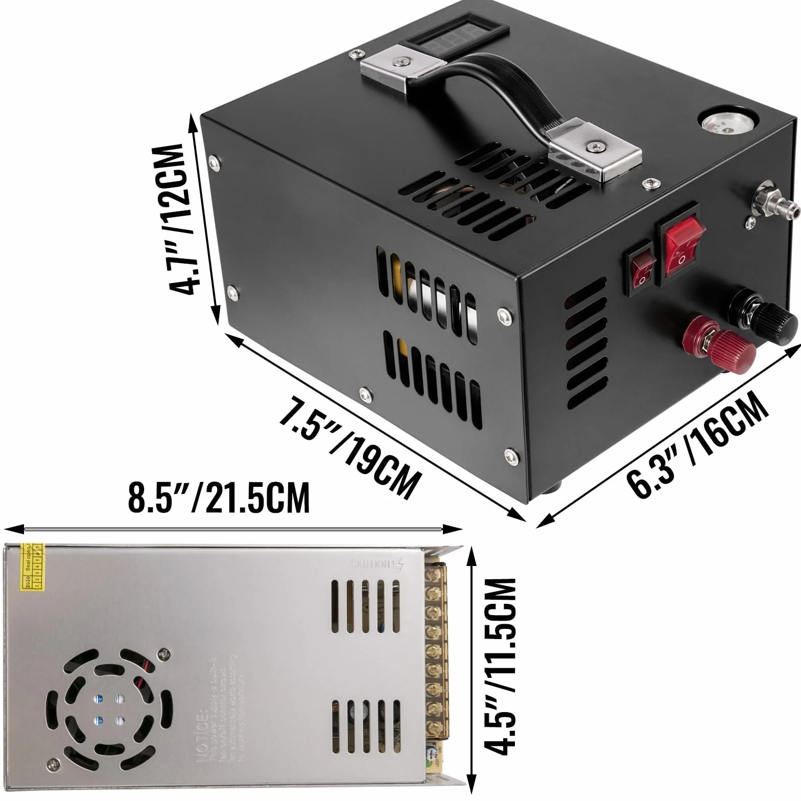 4500Psi 300Bar przenośna pompa sprężarki powietrza PCP 12VDC wysokie ciśnienie z transformatorem do inflatora wiatrówki