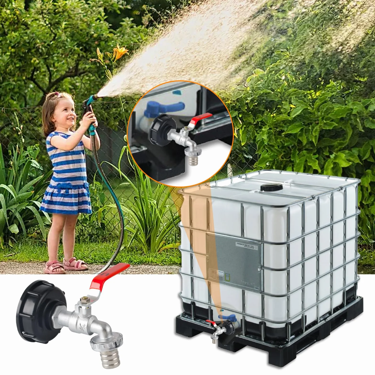 Akcesoria do zbiornika IBC 1000 l, kran spustowy 3/4", adapter