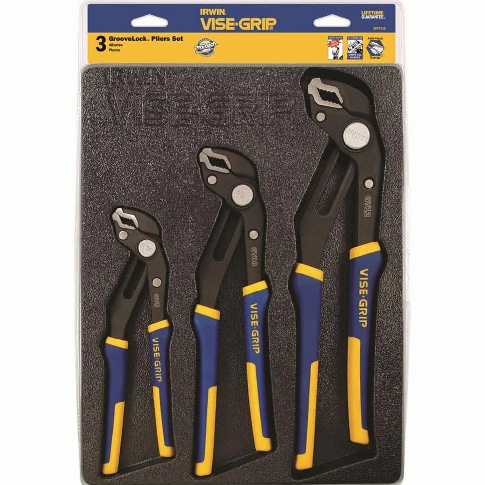 IRWIN VISE-GRIP GrooveLock zestaw szczypiec V-Szczęka, 3-częściowy (2078710)