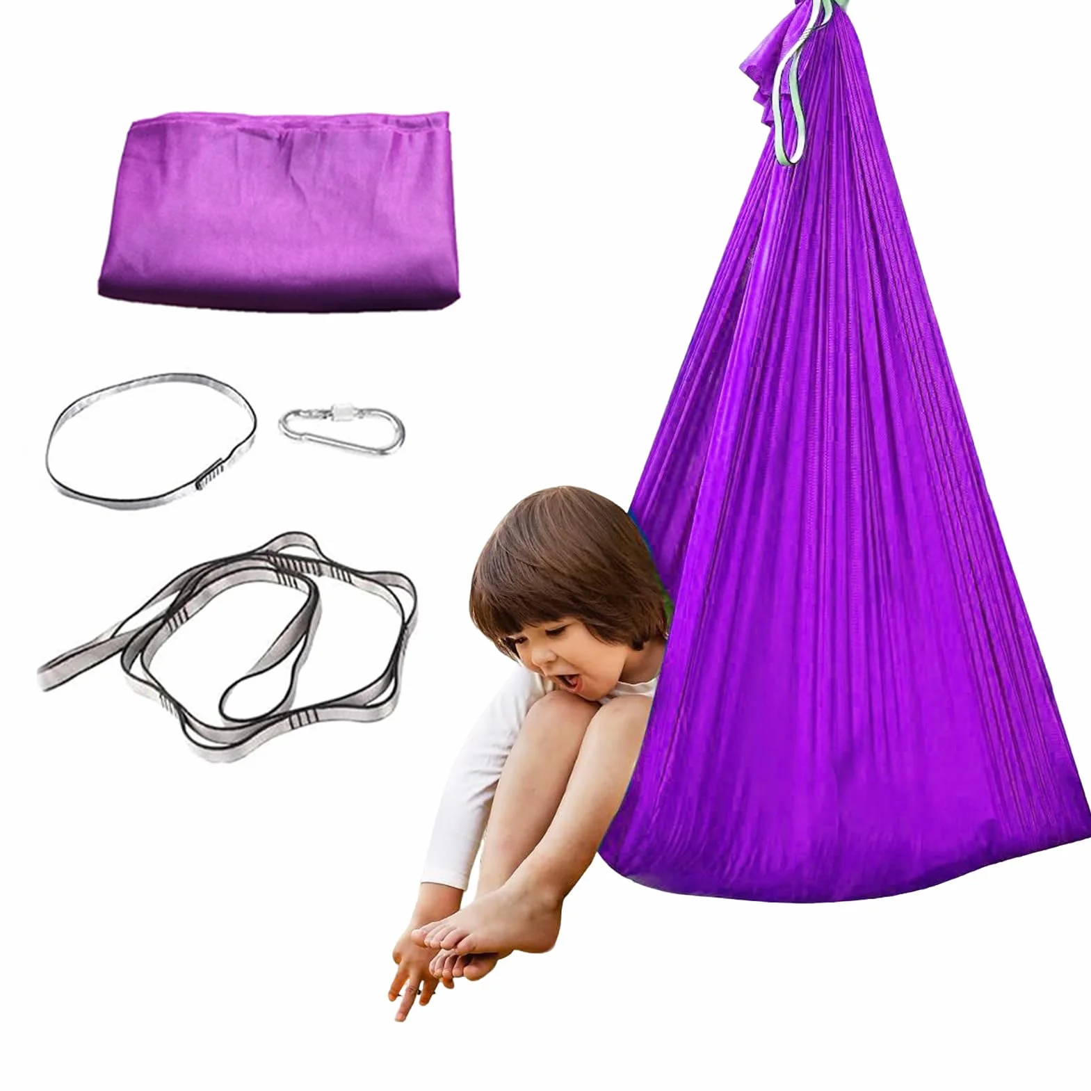 Sensory Hammock Swing Kids, Aerial Hammock, Elastic Snuggle Rocking huśtawka na sypialnię plac zabaw Treehouse ogrodowy Camping
