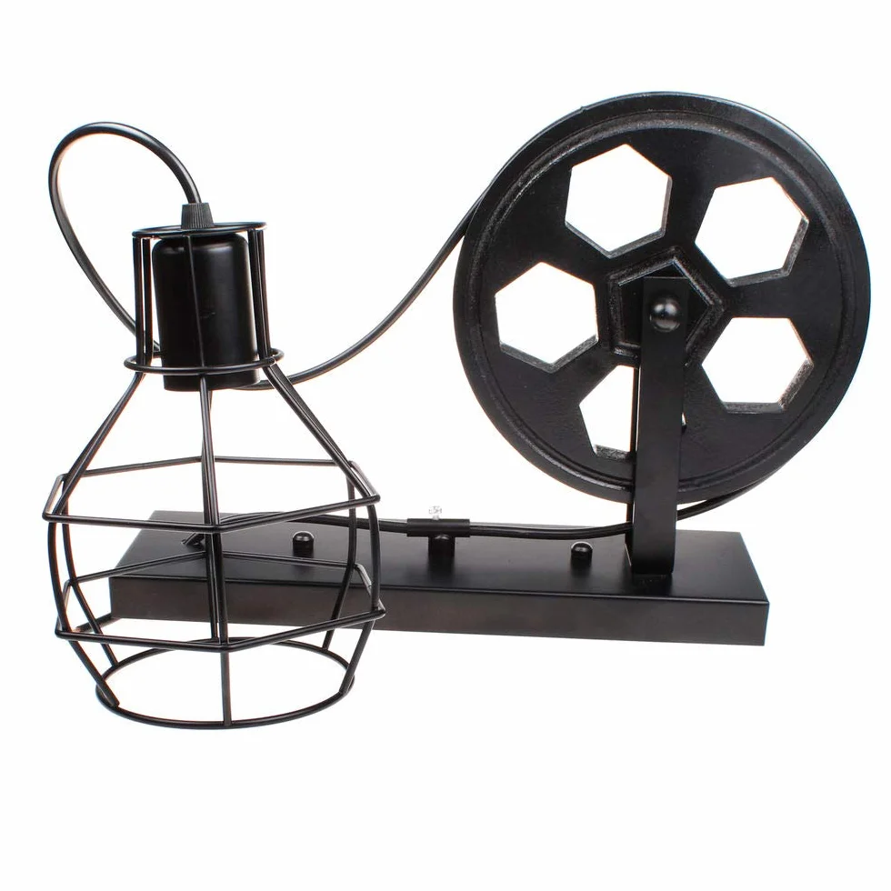 Lampa ścienna Vintage Industrialna Kinkiet Pulley Wewnętrzny Retro Lampa Wisząca E27 Metal Klatka Czarny Loft Stylu dla Sypialnia Regulowana Lina 60W Kinkiet (3 szt)