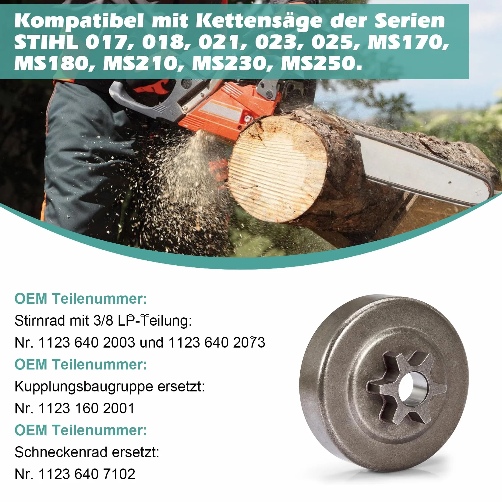 CarBole Bęben sprzęgła zestaw zębatek 3/8" do STIHL 017 018 MS170 MS180 021 023 025 MS210 MS230 MS250