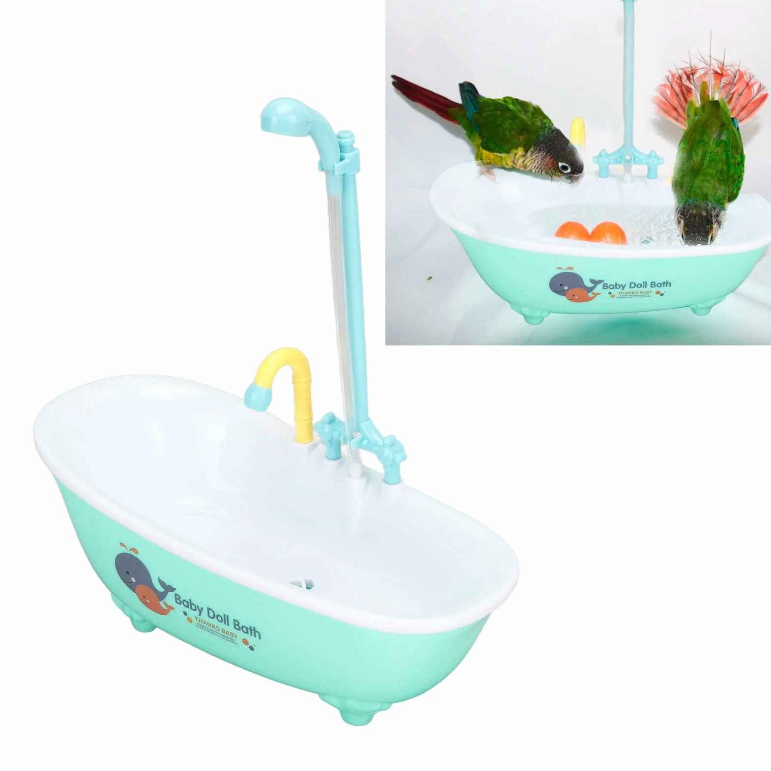 Automatyczna Wanna Papugi, Wanna Papugi Cute Bird do Zabawy i Kąpieli, Prysznic dla Ptaków Wanna Podajnik Miska