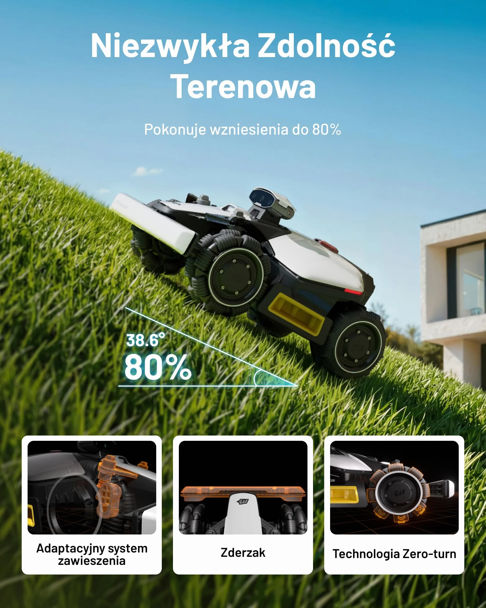 MAMMOTION LUBA Mini 2 AWD 1000 Robot Koszący bez Kabla 1000 m² Tri-Kamera AI Vision NetRTK DropMow