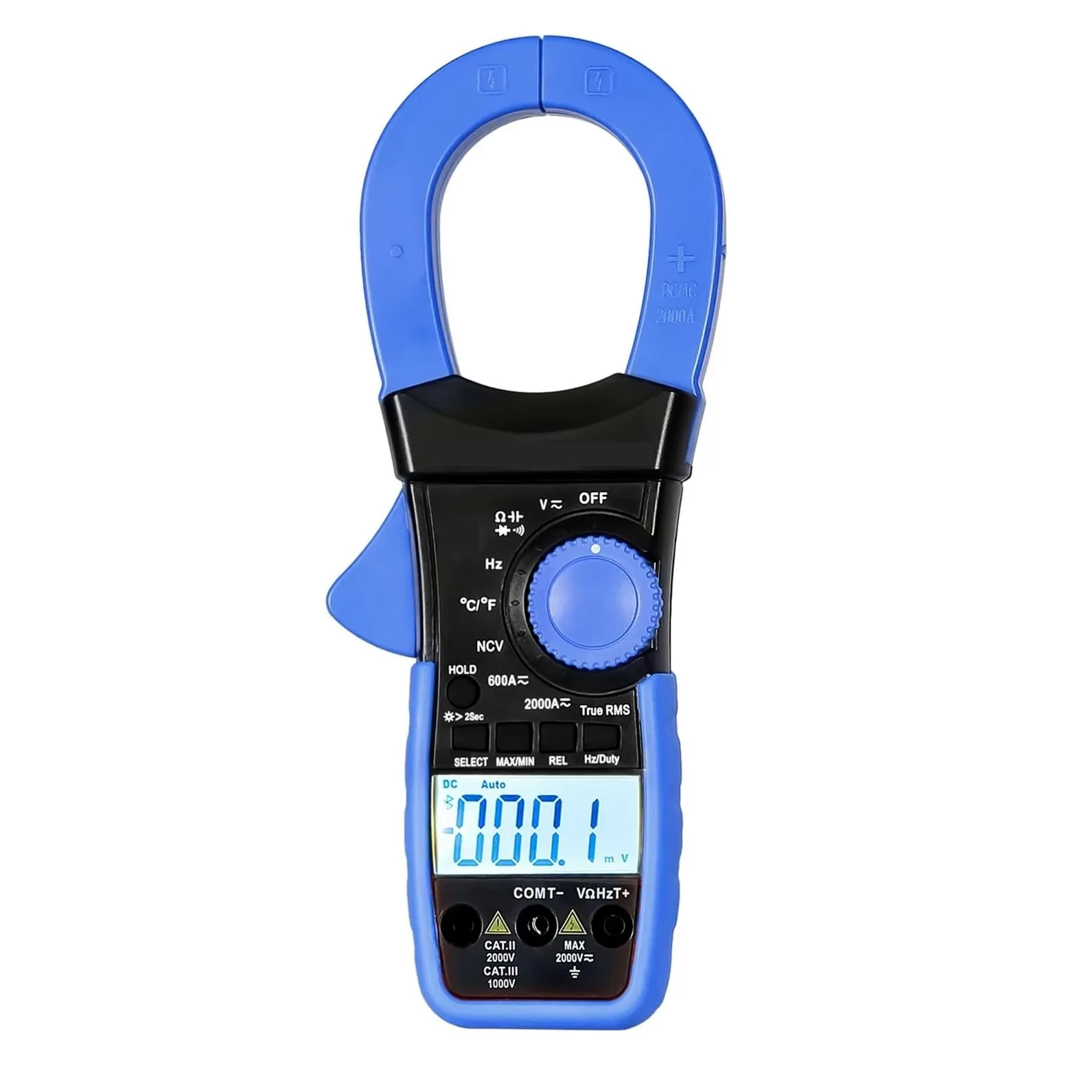 Cęgowy Multimetr Cyfrowy AC/napięcie Prądu Stałego Tester 2000A/2000V Miernik True RMS Podłączanie Telefonu Komórkowego Bluetooth(Blue)