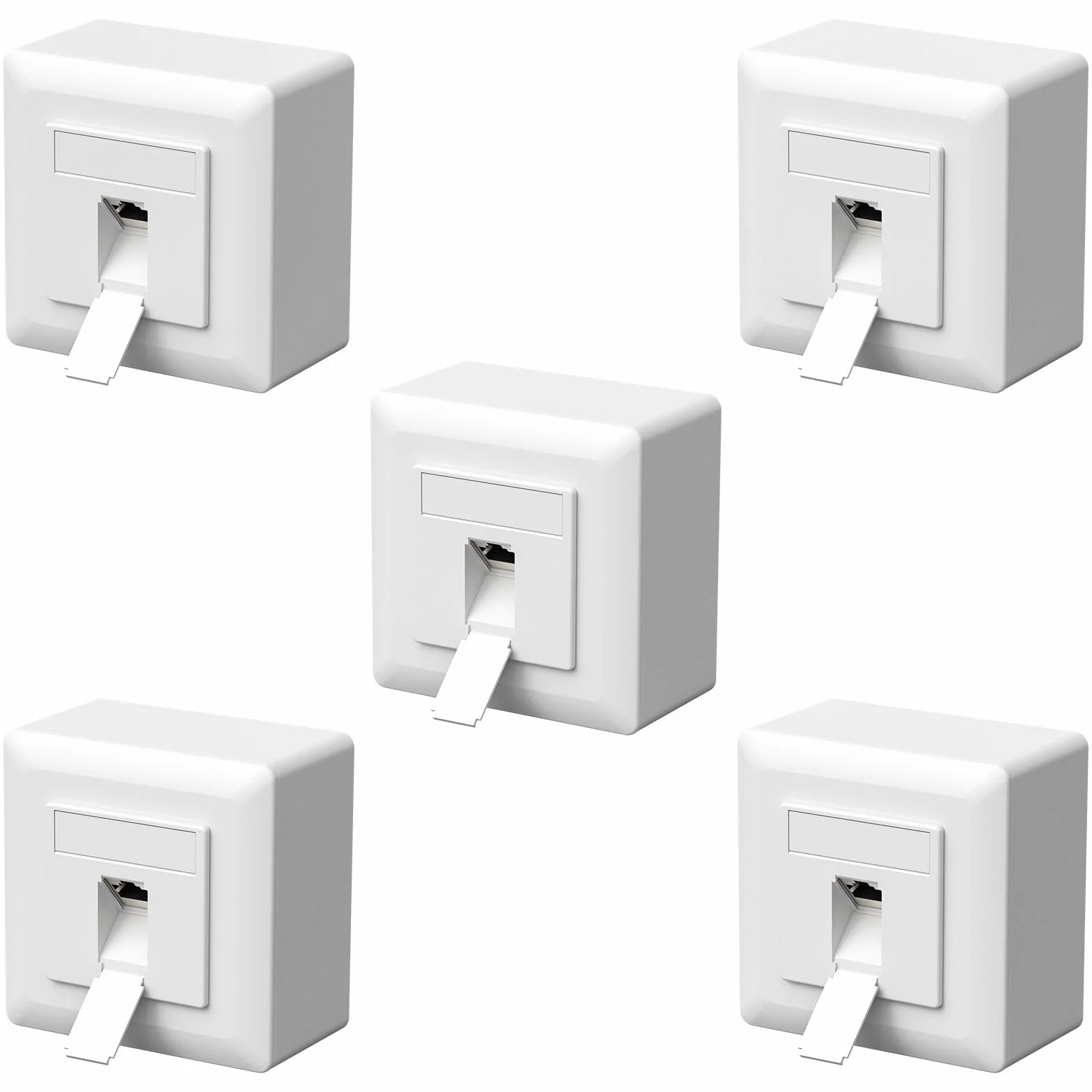 FGB 5 x uniwersalna puszka sieciowa gniazdo przyłączeniowe gniazdo danych CAT6a gniazdo sieciowe 1 port RJ45 natynkowe lub podtynkowe ekranowane 10 Gigabit Ethernet sieć LAN puszka do kabli sieciowych