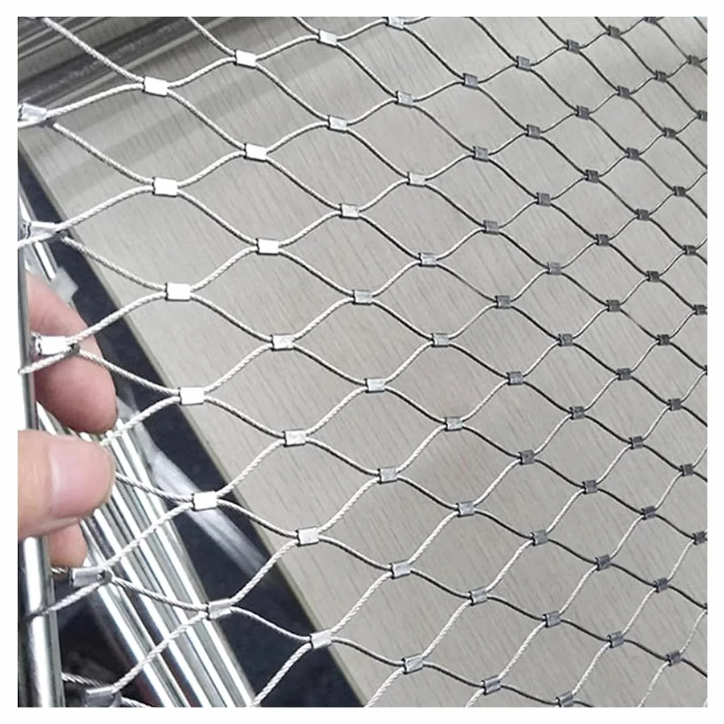 Elastyczna Siatka Linowa Ze Stali Nierdzewnej, Zagęszczona 3mm Siatka Balustrad Linowych, Wytrzymałe Ogrodzenie Ochronne, Siatka Ogrodowa(1.5x3m)