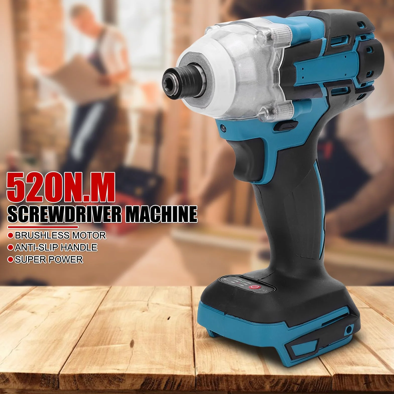 Akumulator litowy bezszczotkowy klucz udarowy, elektryczny klucz udarowy, z wysokim skrętem 520N.M, do Makita 21V, półek budowlanych, konserwacji, obróbki drewna