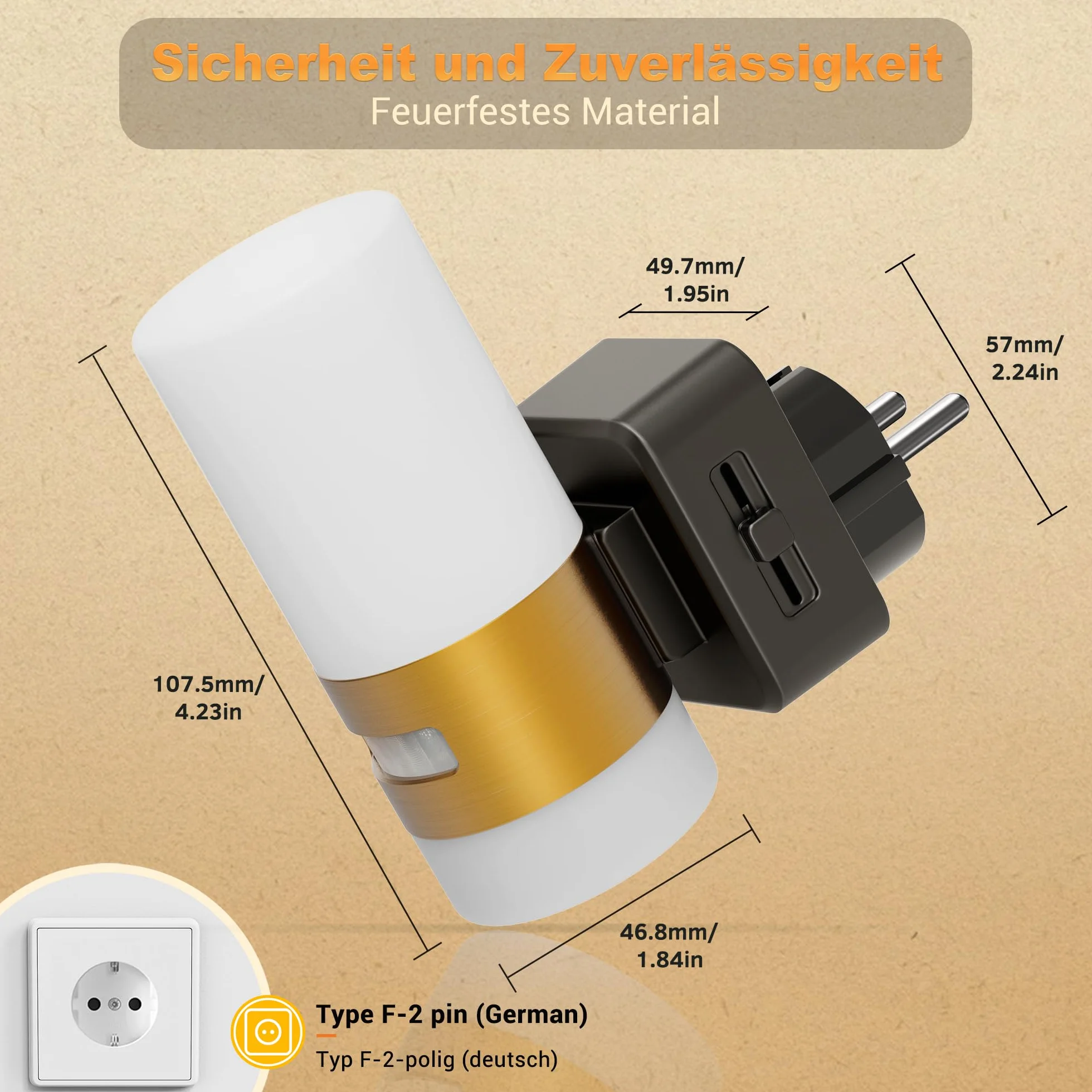 Jandcase Lampka Nocna z Czujnikiem Ruchu, Lampka Nocna dla Dzieci z Możliwością Ściemniania, 3 Tryby (Auto/On/Off), 3000k Ciepła Biel, Lampka Nocna Led do Pokoju Dziecięcego, Sypialni, Przedpokoju