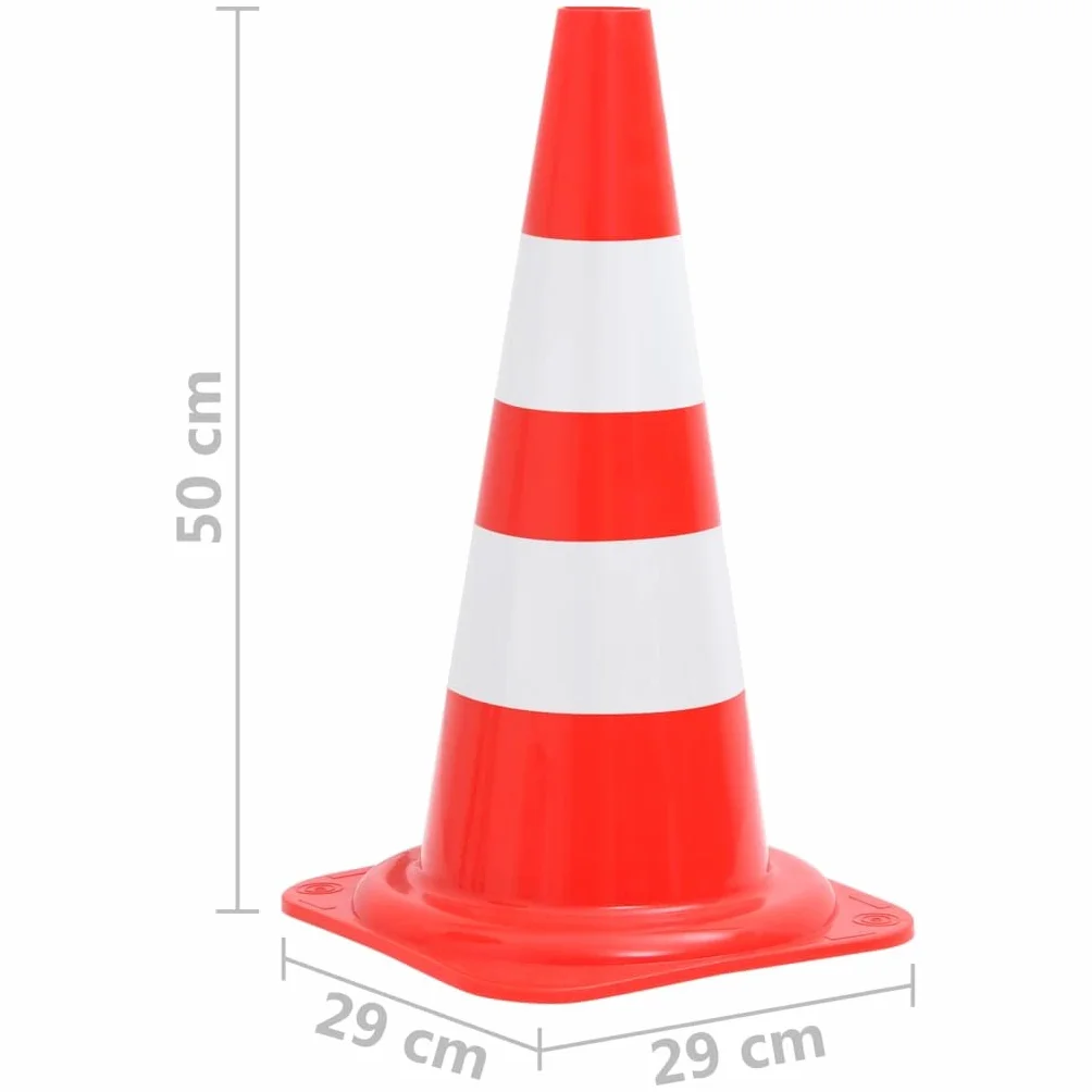 vidaXL Odblaskowe pachołki drogowe, 4 szt., czerwono-białe, 50 cm
