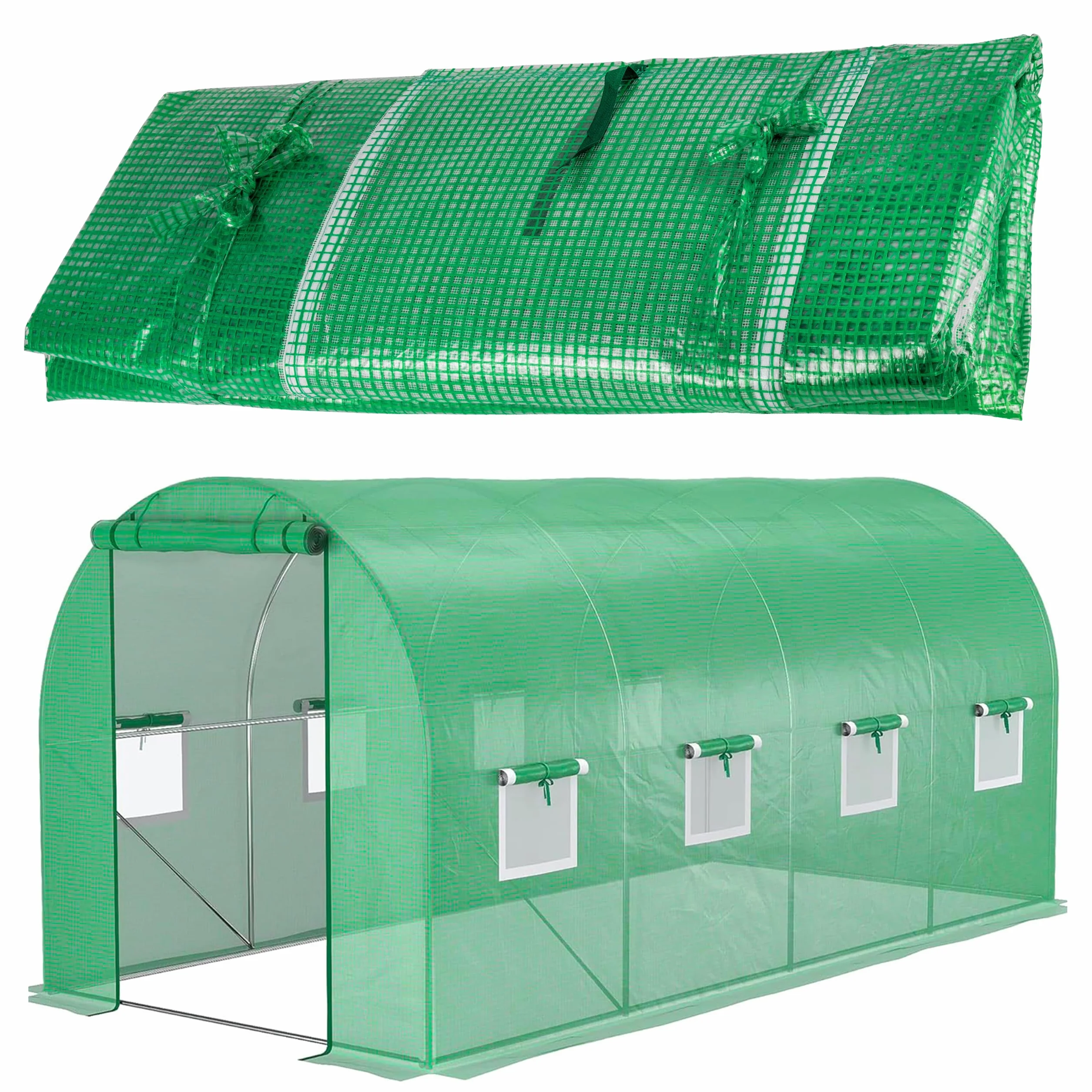 MalTec Szklarnia foliowa osłona do tunelu ogrodowego 10 m2 zielona 2,5 x 4 x 2 m 140 g/m2