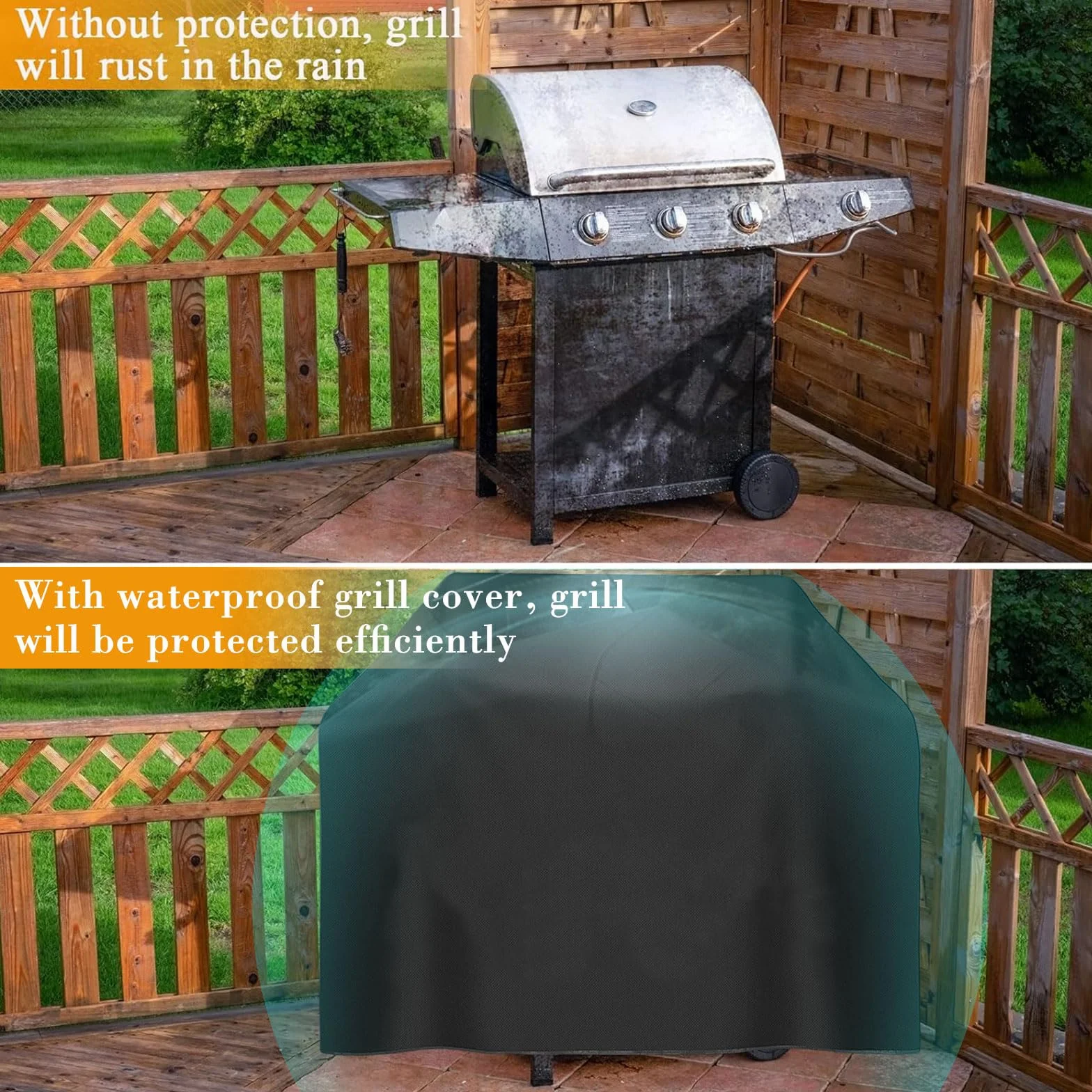 Pokrowiec na grill na zewnątrz, tkanina Oxford 600D wytrzymała wodoodporna plandeka, pokrowiec na grilla na zewnątrz, ochrona przed promieniowaniem UV, deszcz, kurz słoneczny (147 x 61 x 122 cm