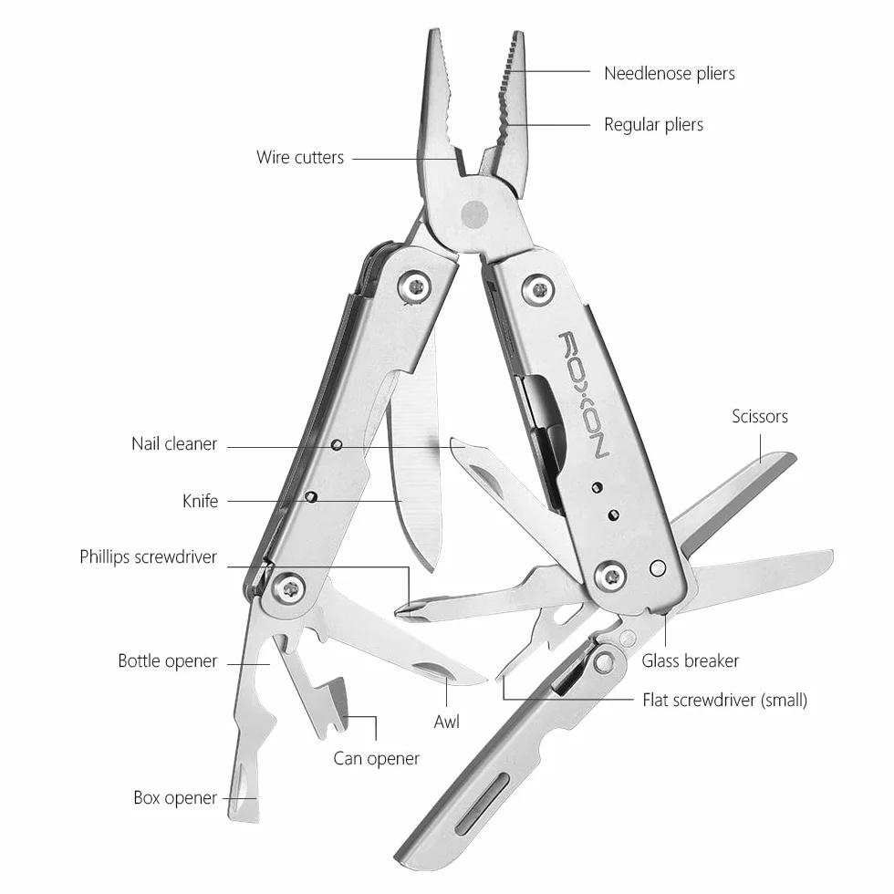 ROXON M2 Mini multitool 14 w 1 Mały lekki ze składanymi nożyczkami Mini Storm