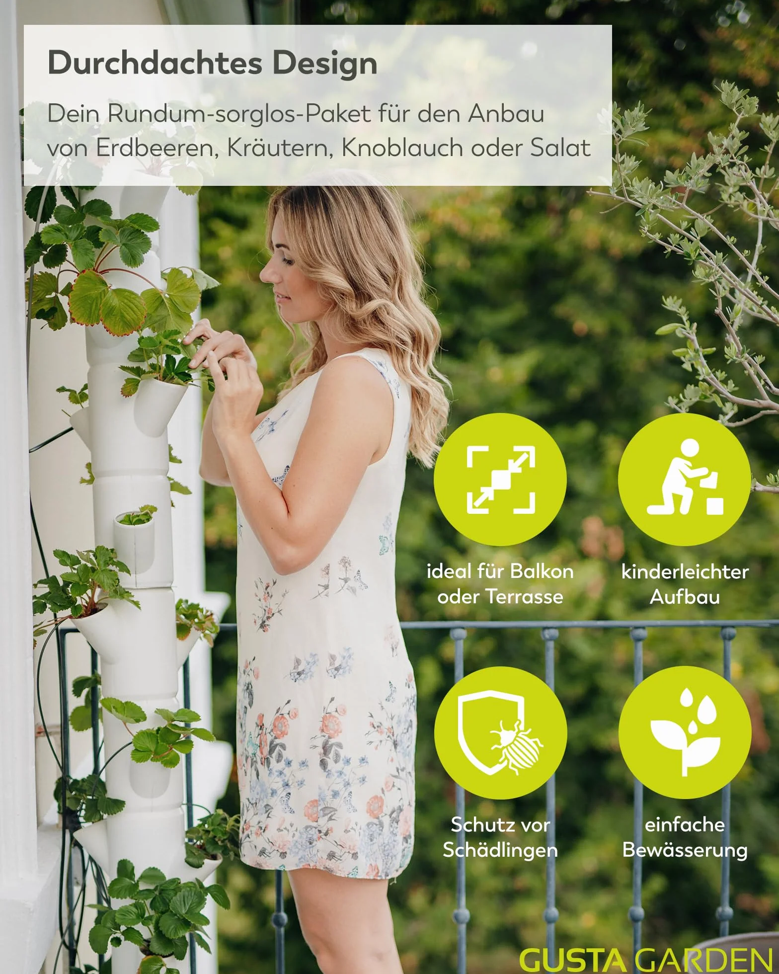 Gusta Garden Sissi Strawberry Infinity donica na rośliny antracyt/szary wieża roślinna podwyższona grządka na truskawki