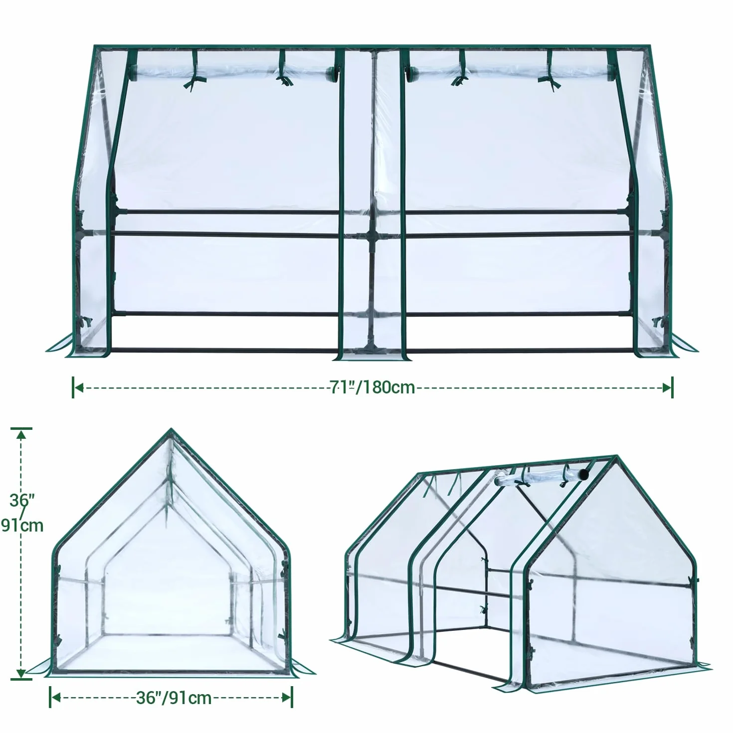 Ohuhu Przenośna mini szklarnia 180 x 91 x 91 cm wodoodporna UV plastikowa