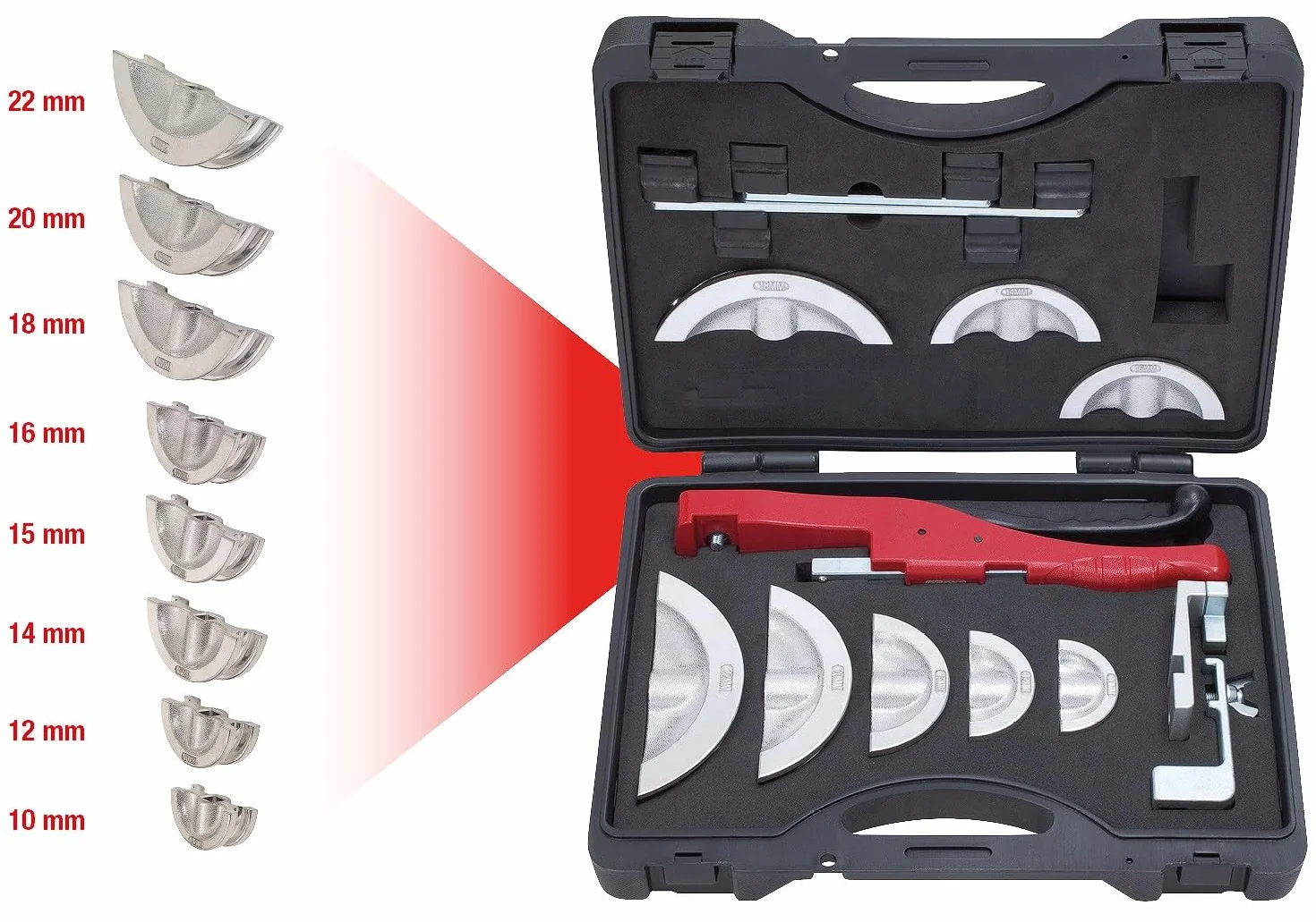 KS Tools 203.1400 Zest recznej gietarki do rur z grzechot. 10,0 - 22,0 mm, 13-szt