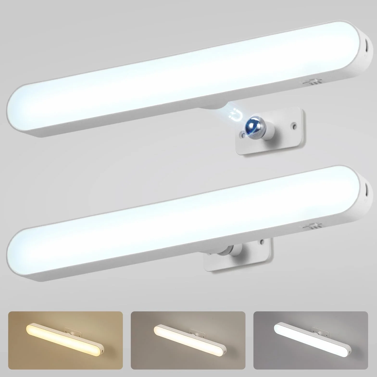 Combuh Bezprzewodowa LED Lampa do Lustra z Ładowaniem 14 Dni Autonomii 4000mAh Oświetlenie do Makijażu Przyssawka 3 Regulowane Temperatury Barwowe 2 sztuka