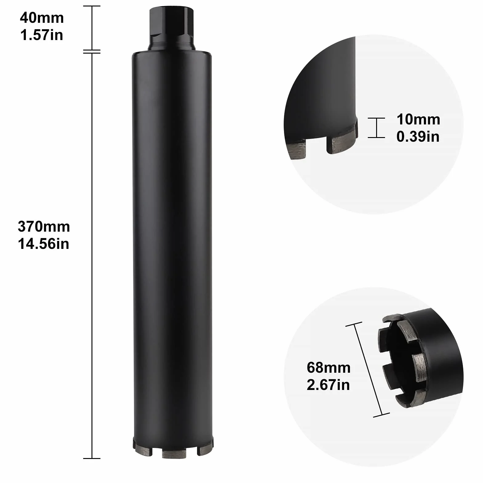CPROSP 1¼" diamentowa Broca De Corona 68mm, długość geograficzna 420 mm, Diamantina para Perforar en Hormigón, Hormigón Armado, Mampostería y Piedra