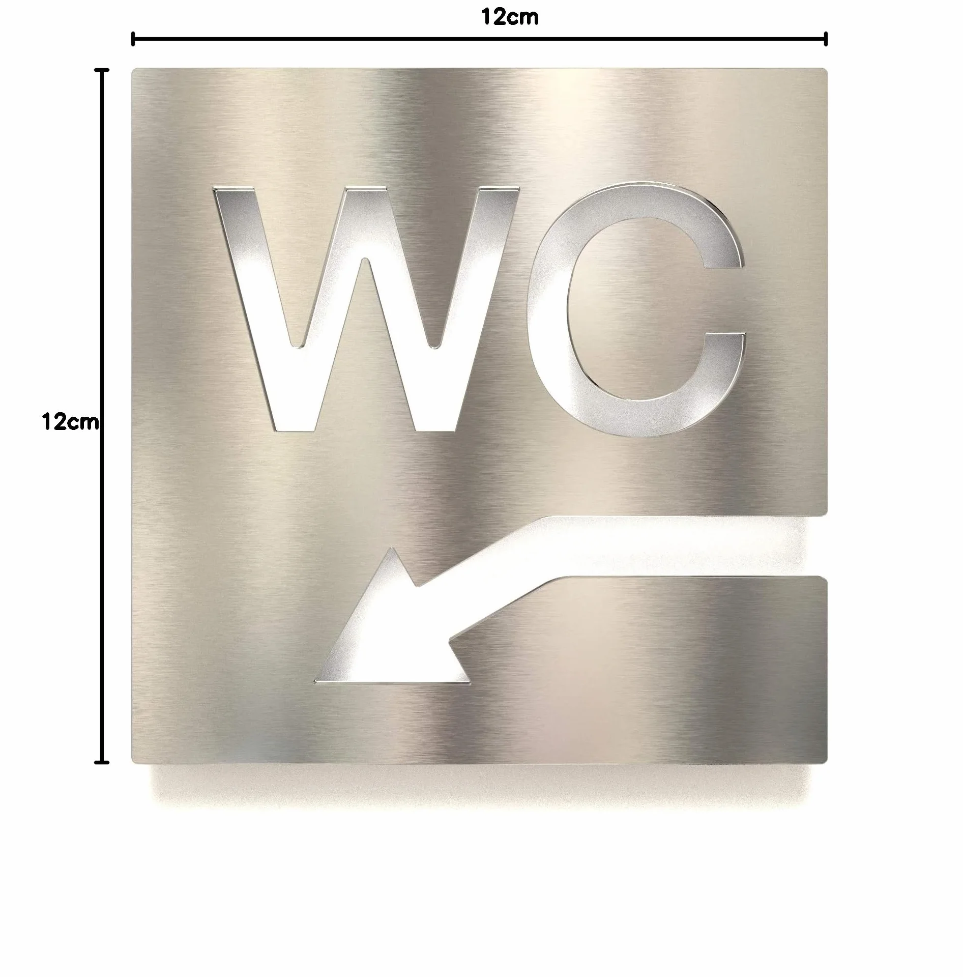 Tabliczka do WC ze stali nierdzewnej – samoprzylepna i łatwa w pielęgnacji – designerska tabliczka toaletowa ze strzałką po lewej stronie W-05-E