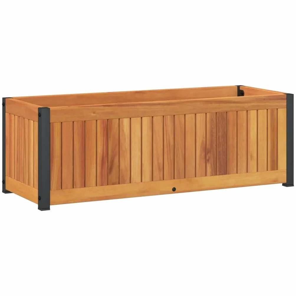 vidaXL Donica ogrodowa, 80x30x27,5 cm, lite drewno akacjowe i stal