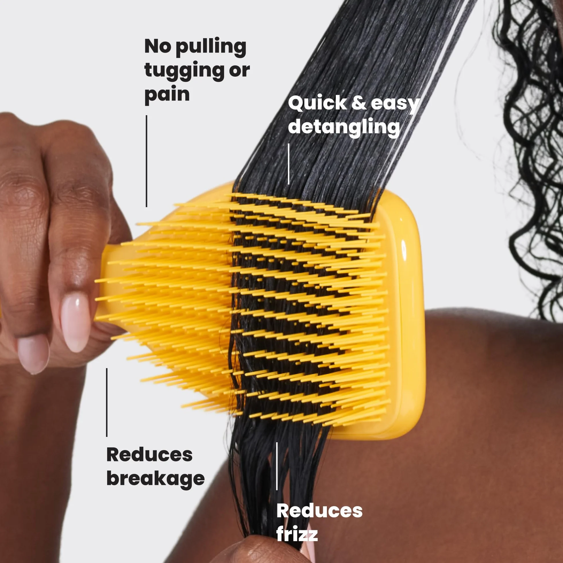 Tangle Teezer Duża szczotka do rozczesywania naturalnych loków Ultimate - do mniej kręconych loków i afro 3C-4C - Podwójna szczotka do rozczesywania - Żółty Narcyz