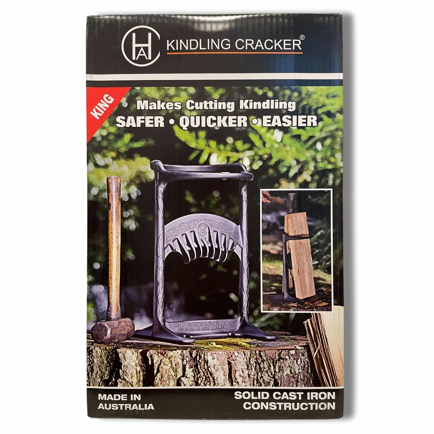 Kindling Cracker King Firewood Splitter With Hammer, Cover & Firelighters