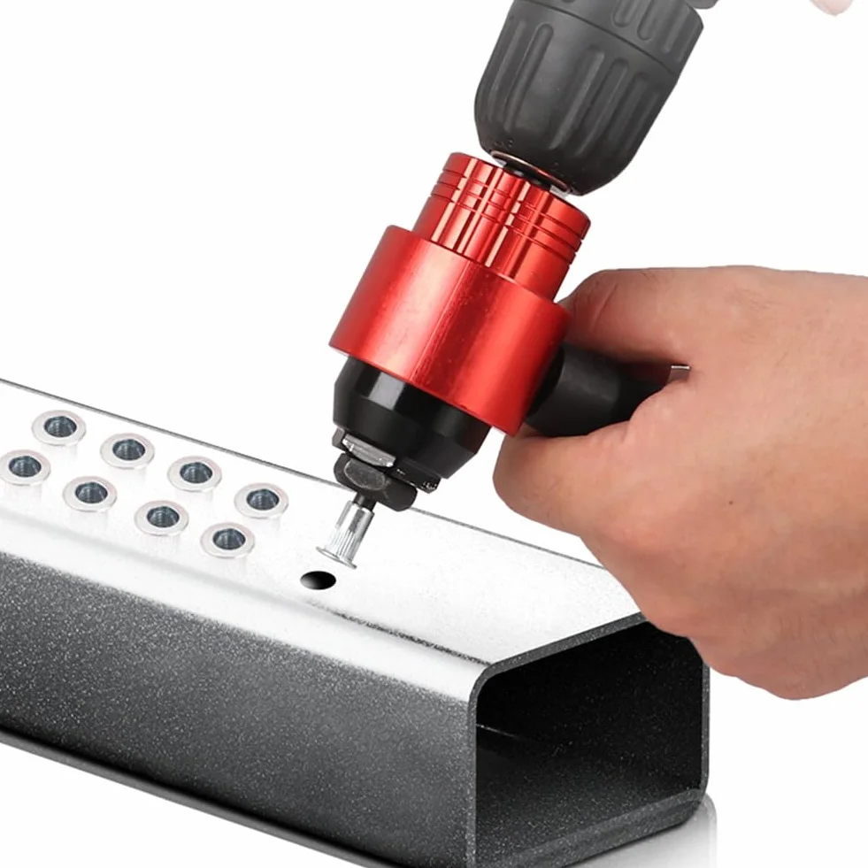 Zestaw adapterów do nitownic elektrycznych, konstrukcja ze stopu aluminium z 5 trzpieniami, ergonomiczny uchwyt i łatwa instalacja, do konserwacji i napraw mechanicznych