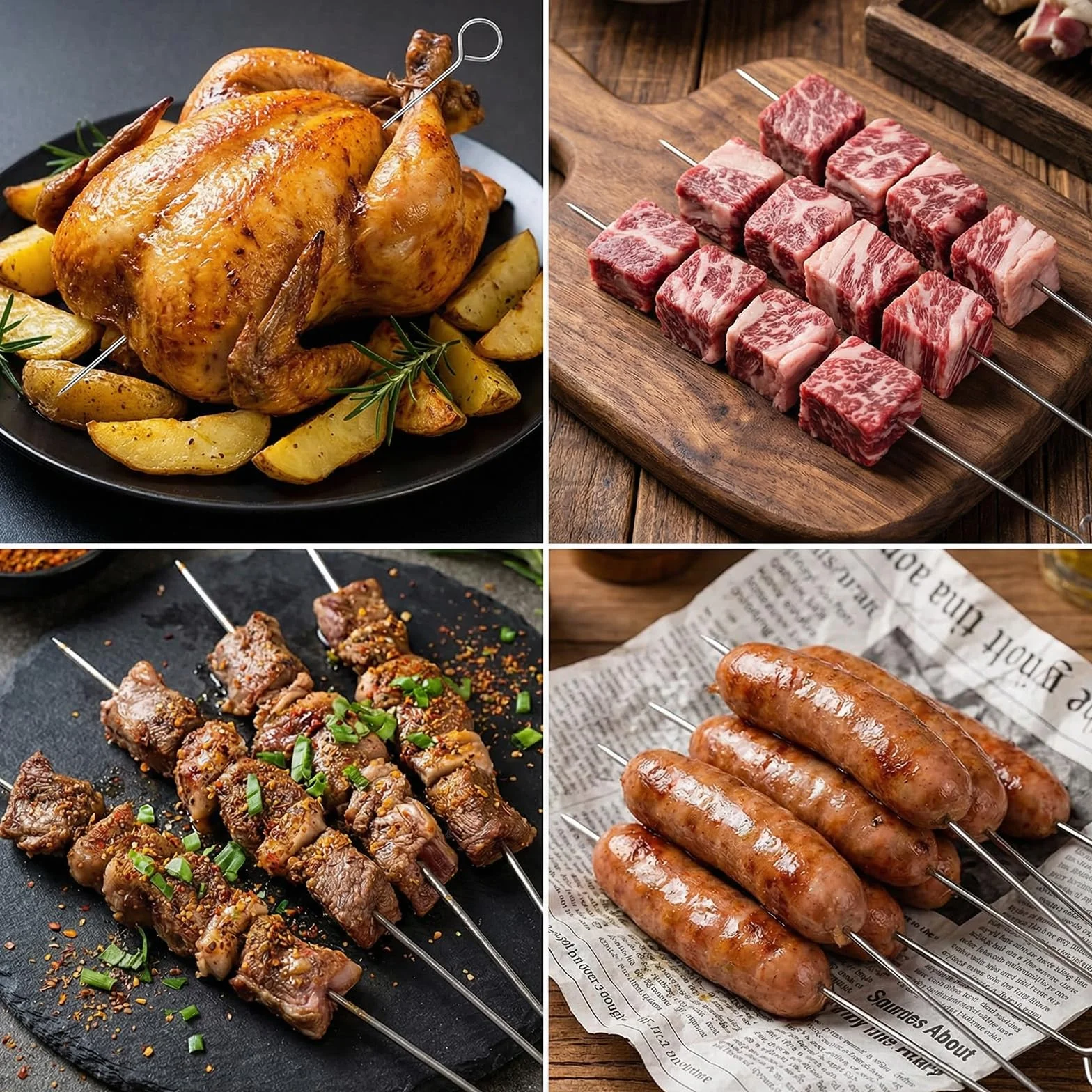 Szaszłyki kebabowe ze stali nierdzewnej 20 cm 20 szt wielokrotnego użytku do grillowania