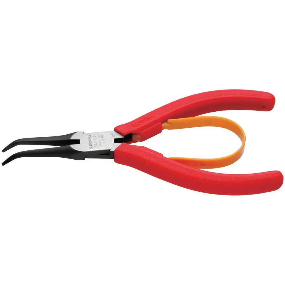 3.peaks -04A wygięte szczypce igłowe, plastikowa sprężyna w zestawie, 5,1 cala (130 mm)
