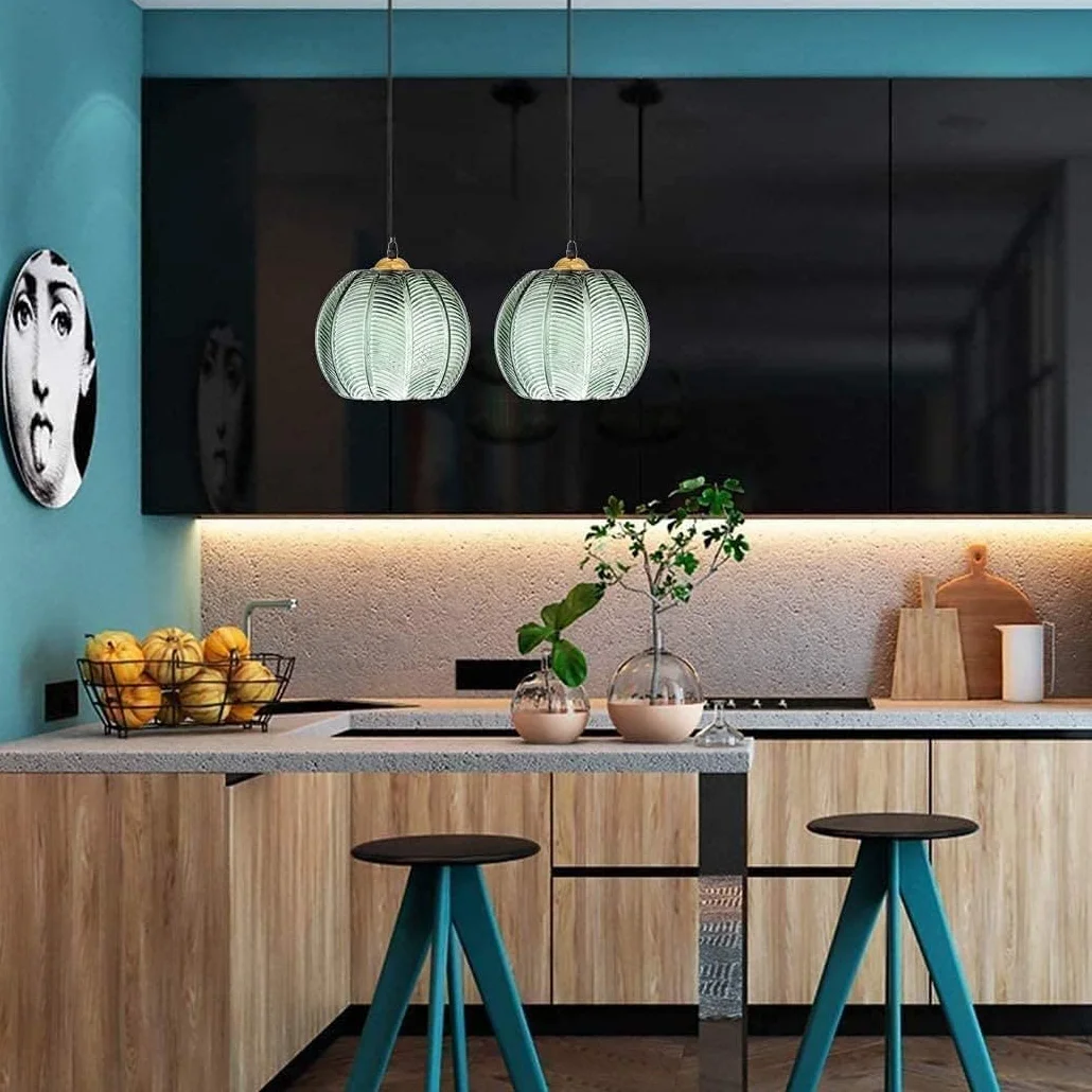 Trawiasta zieleń Nordic szklana lampa wisząca nowoczesna prostota metalowy żyrandol oświetlenie wewnętrzne lampa wisząca do baru restauracja salon sypialnia lampa wisząca E27