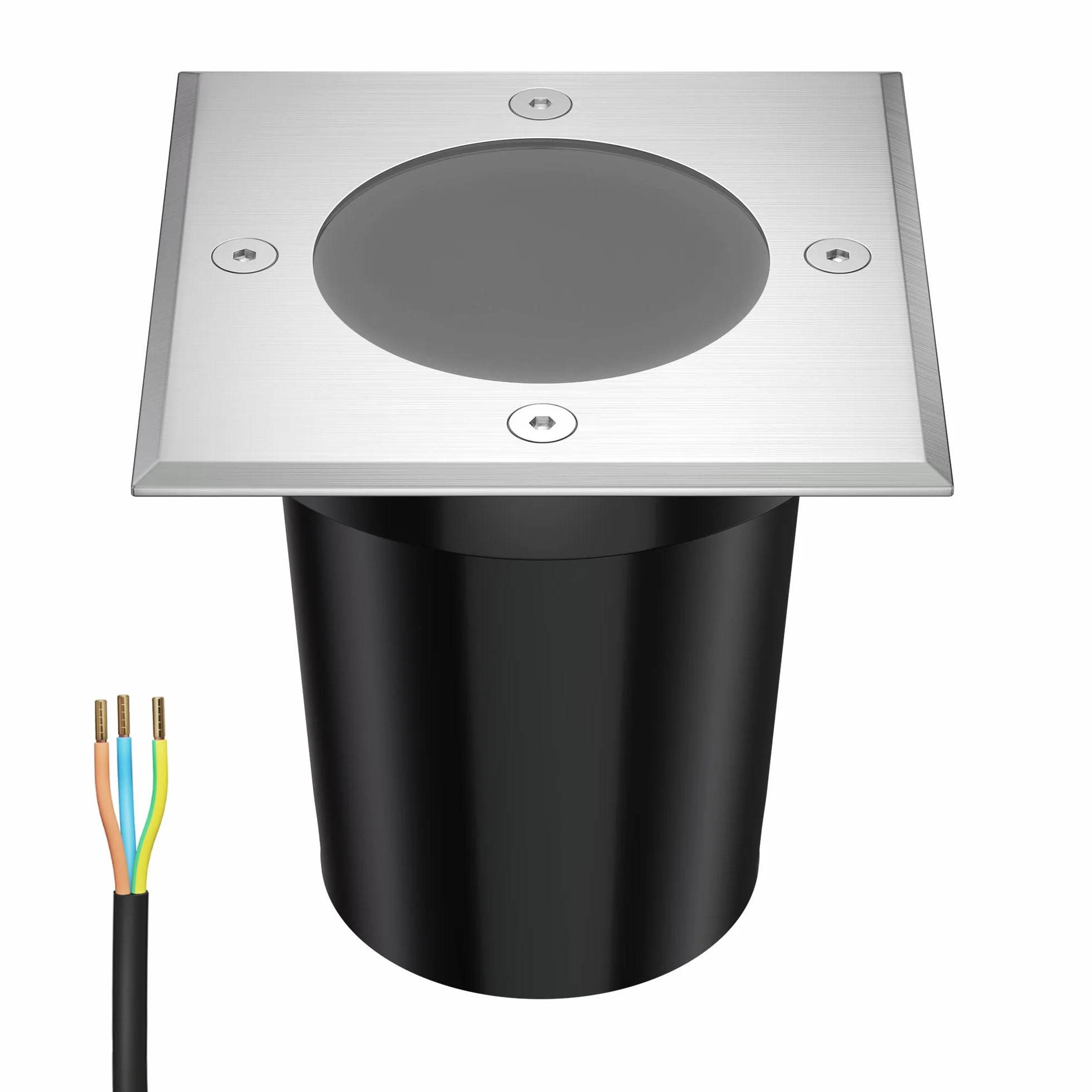 ledscom.de Wpuszczana lampa podłogowa RELI do zastosowań zewnętrznych, IP67, stal nierdzewna, kątowa, 11 x 11 cm, 1x GU10 maks. 15 W, matowa