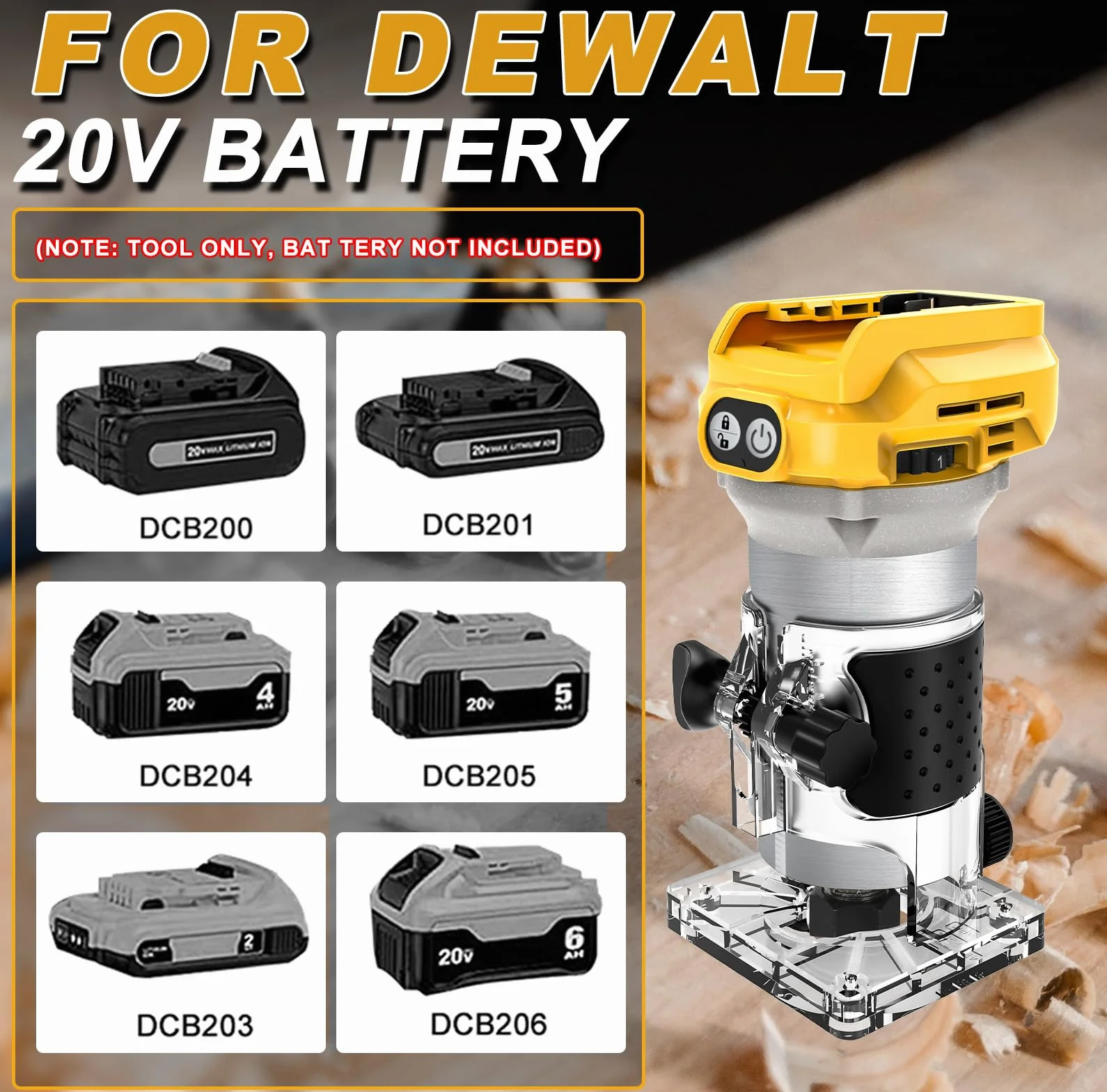Akumulator kompatybilny z frezarką Dewalt 20V 800W 15 sztuk frezów 1/4 cala