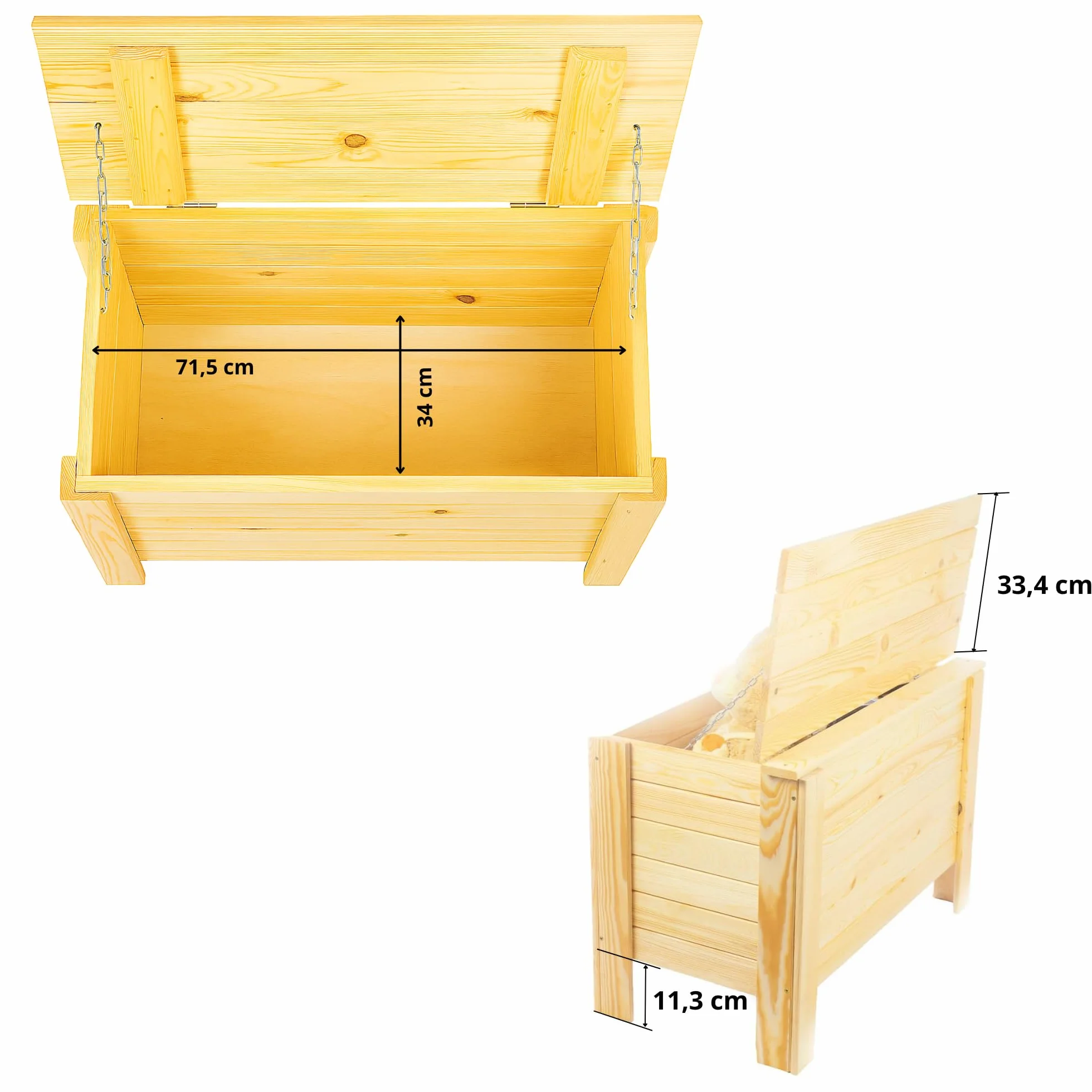 Skrzynia Ogrodowa 80x52x40 cm Lite Sosnowe Drzewo Wodoodporna Przechowywanie Narzędzi