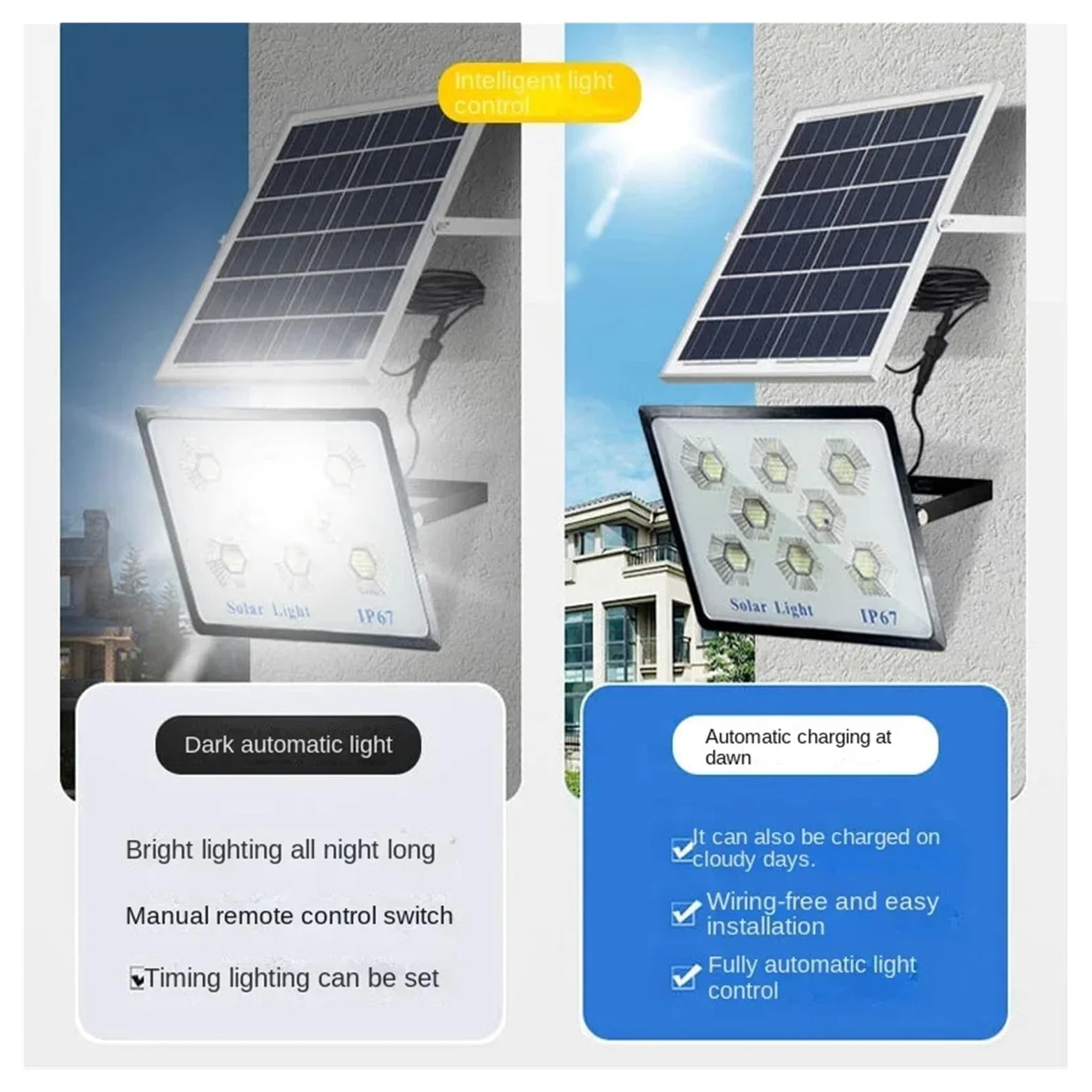 Lampy solarne, Solarna lampa zewnętrzna ścienna lampa dziedzińca lampa oświetleniowa jasna lampa o dużej mocy 200W domowe zewnętrzne światło przeciwpowodziowe do ogrodzenia, drzwi, garażu, podwórka