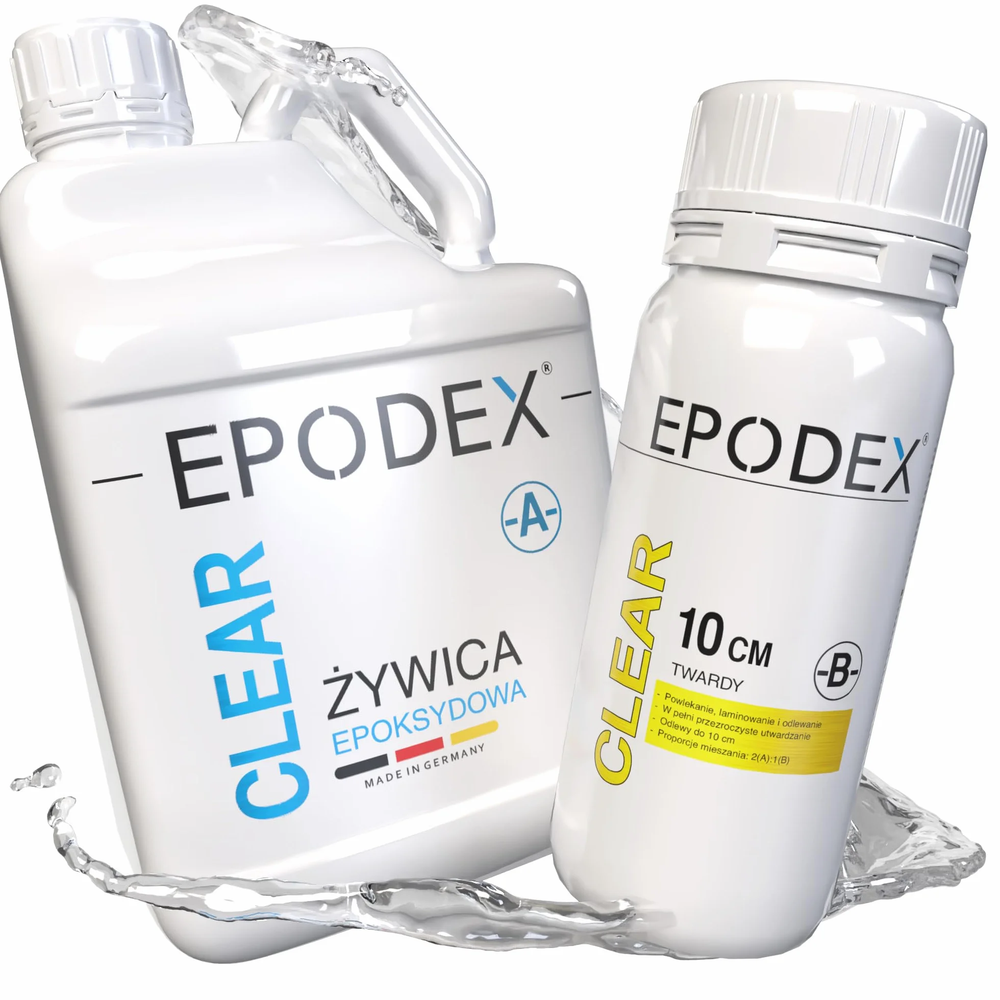 EPODEX Zestaw Żywicy Epoksydowej ECO MAX | Przezroczysta do zalewów do 10cm | Z pigmentami lub bez | Do stołów typu river table, lamp, wysokich projektów i innych zastosowań
