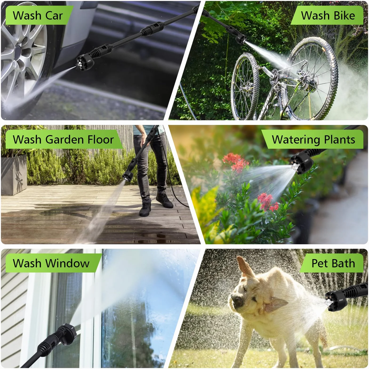Akumulatorowa myjka wysokociśnieniowa, 610 PSI, 380 W, kompatybilna z akumulatorem Makita 18 V, przenośna myjka wysokociśnieniowa z wielofunkcyjną dyszą natryskową 6 w 1, 4 poziomy czyszczenia, wąż 5