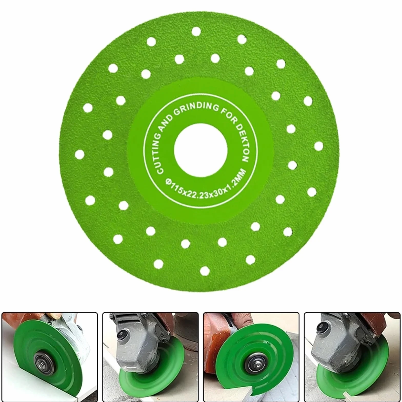 Tarcza do cięcia porcelany, Rockslab Diamentowa tarcza do cięcia/szlifowania Płytka stalowa Szkło ceramiczne 1 mm 7/8 cala Zielony 3/5/10 szt(One Size)