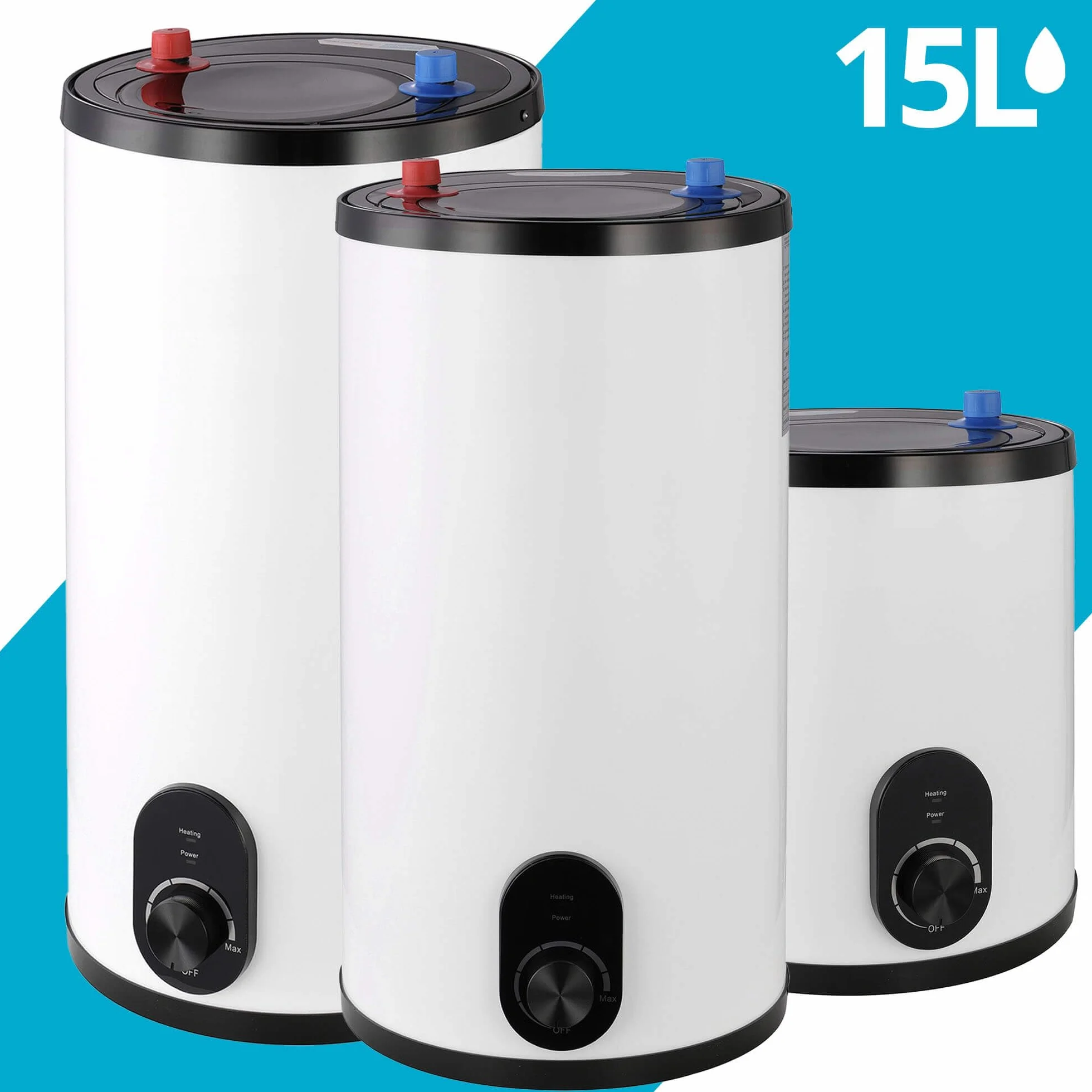 SIGO Przepływowy Podgrzewacz Wody 230V 2000W 15L Elektryczny Kompaktowy Bojler MILANO Biały
