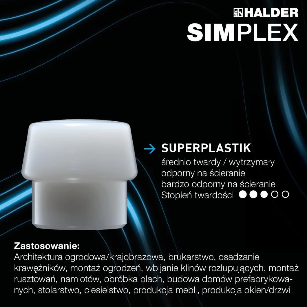 Obuch do młotka z miekkim bijakiem SIMPLEX, obuch Superpłastik 30mm HALDER