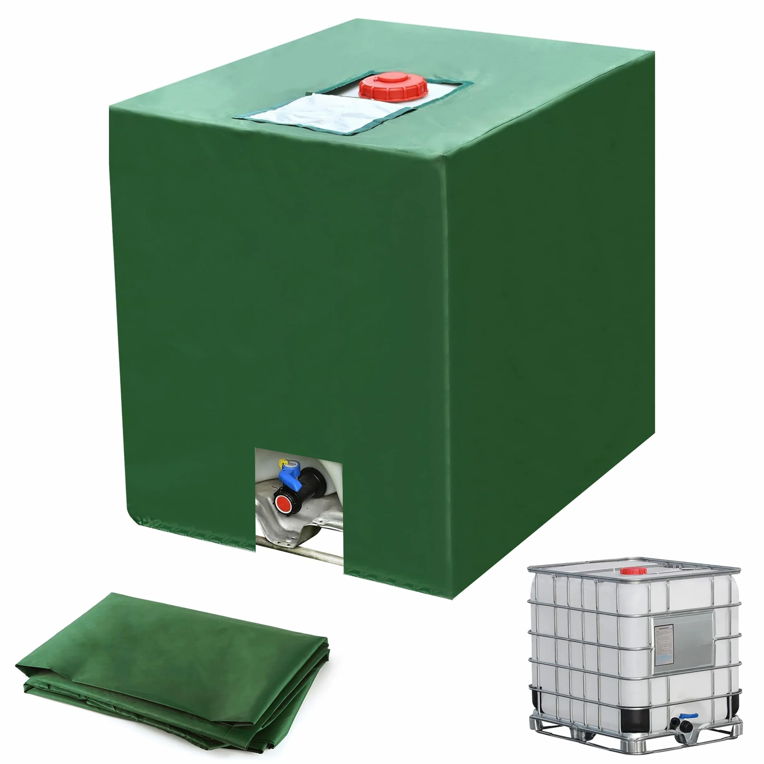 PUWOWYE Pokrywa zbiornika IBC, 1000 l, osłona na wodę, pokrowiec ochronny na deszczówkę, 120 x 100 x 116 cm