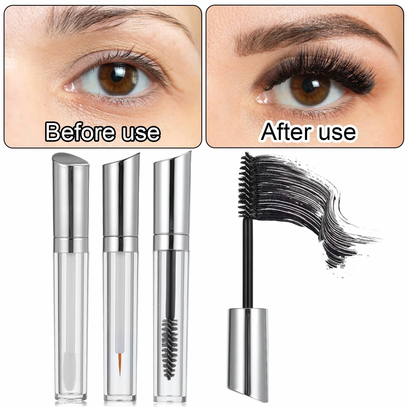 Zestaw maskarafek do rzęs, 12 sztuk, 10 ml, szczoteczka z uchwytem, do wielokrotnego napełniania, krem, butelka, rurki do błyszczyka, do eyelinera z lejką