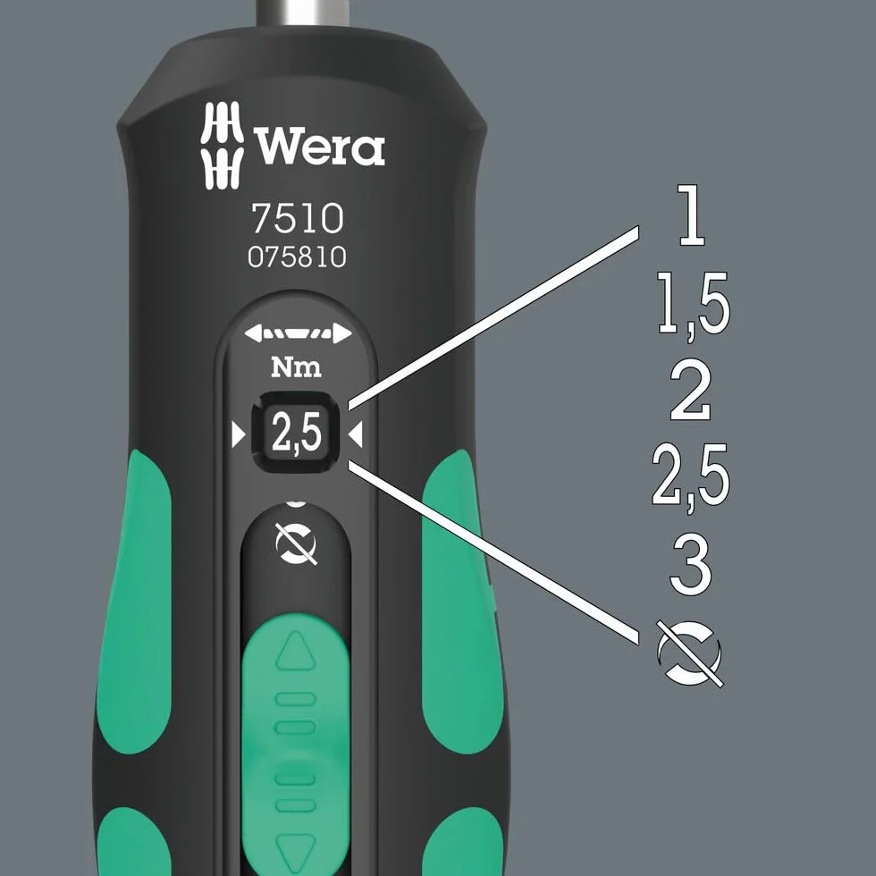 Wera 05075810001 7510 Kraftform Safe-Torque Speed wkrętak dynamometryczny, 1-3 Nm, 1/4" x 1,0 Nm x 1,5 Nm x 2,0 Nm x 2,5 Nm x 3,0 Nm x 147,5 mm