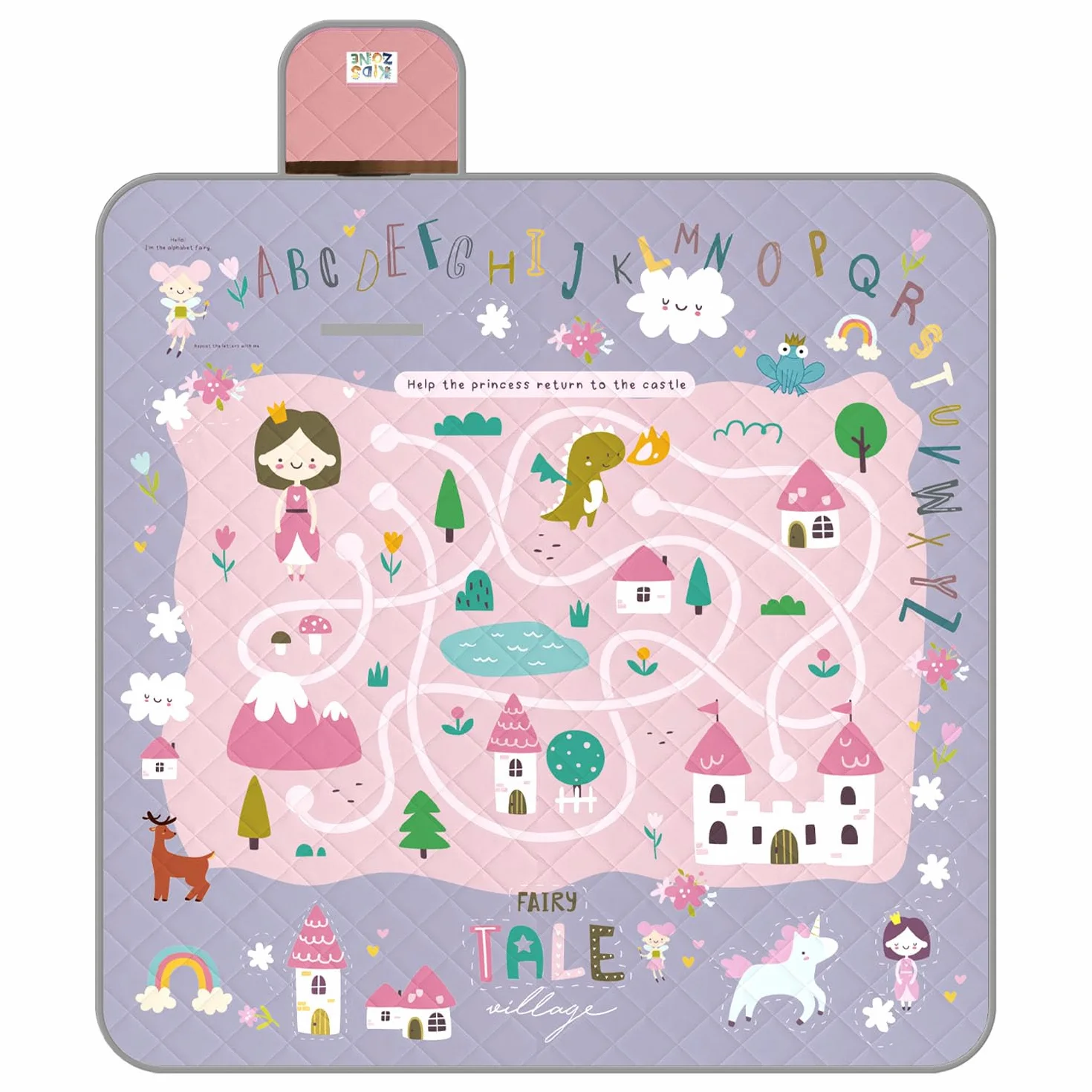 Wodoodporny Koc Piknikowy dla Dzieci 150x150 - Duży Ręcznik na Piknik Plaża Ogród Góra Park - Składany Dywan Kempingowy (Bajkowy Zamek)