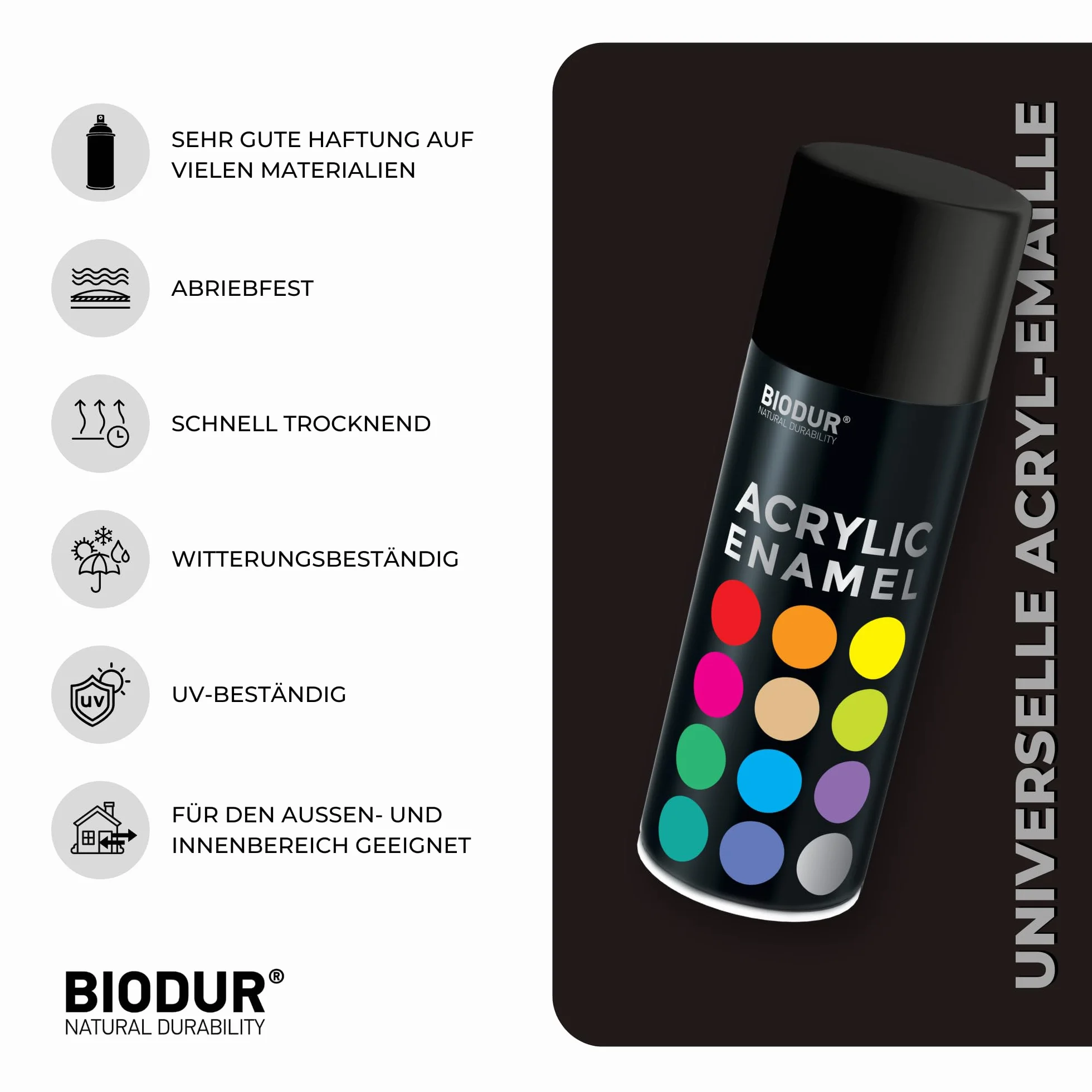 Spray 400 ml Matowy Czarny RAL 9005, Akryl, UV odporny, uniwersalny do wnętrz i na zewnątrz, szybkoschnący