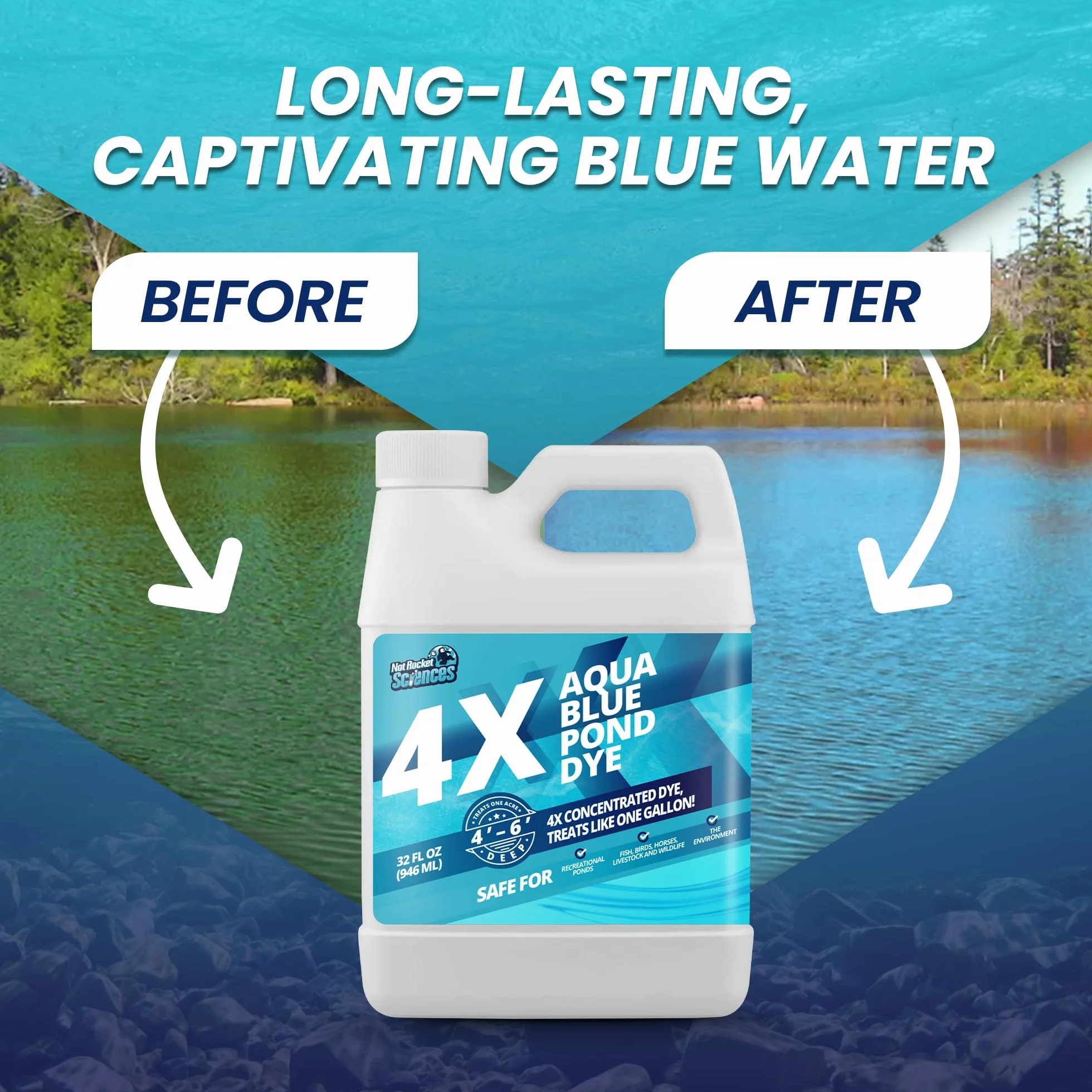 Aqua Blue Pond Dye 4X koncentrat barwnik do jeziora i stawu niebieski