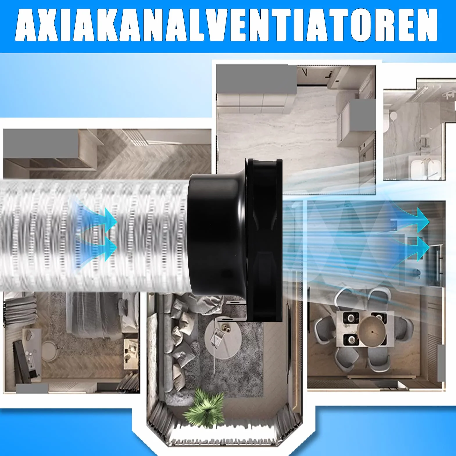 Joycabin Wentylator rurowy 100 mm, z regulatorem prędkości, odporny na wysokie temperatury, cichy wentylator do kuchni, WC, garażu, szklarni, cyrkulacji powietrza